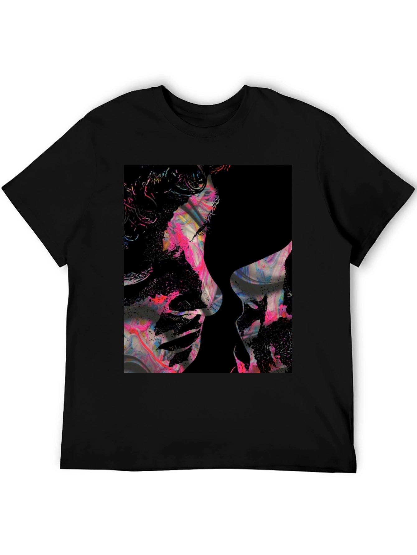 Abstract Kiss Black Graphic Tee