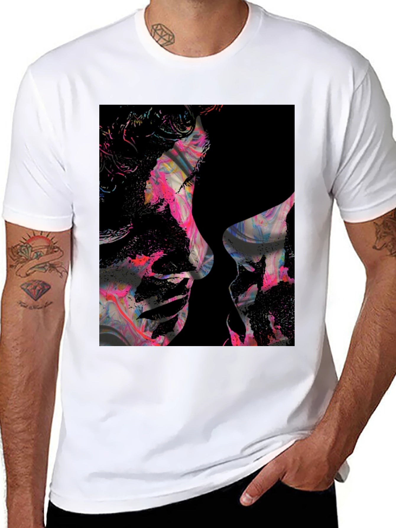Abstract Kiss Black Graphic Tee
