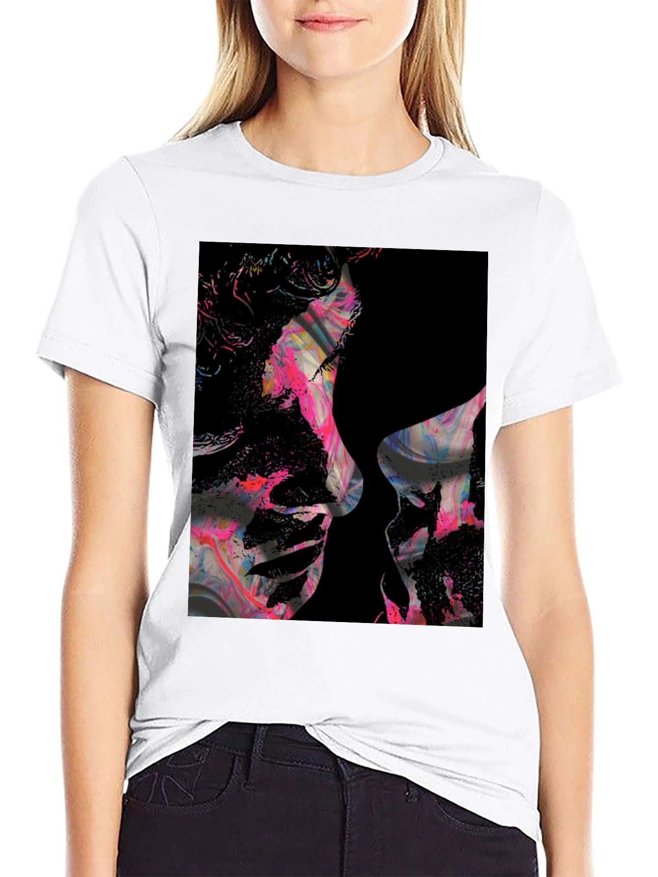 Abstract Kiss Black Graphic Tee