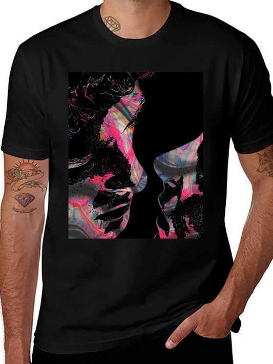Abstract Kiss Black Graphic Tee
