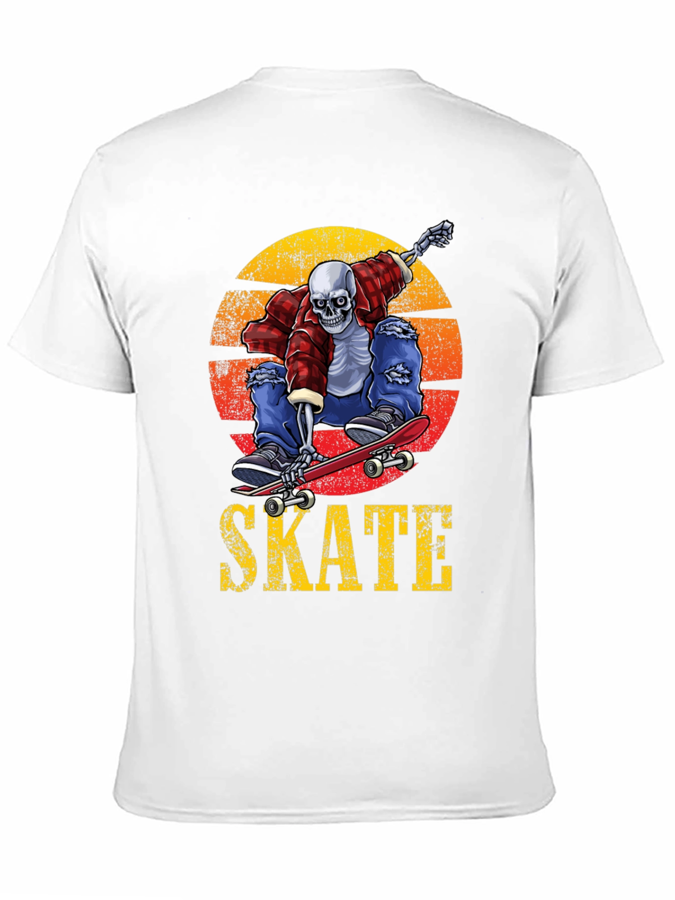 Skeleton Skateboard T-Shirt - Grunge Graphic Tee