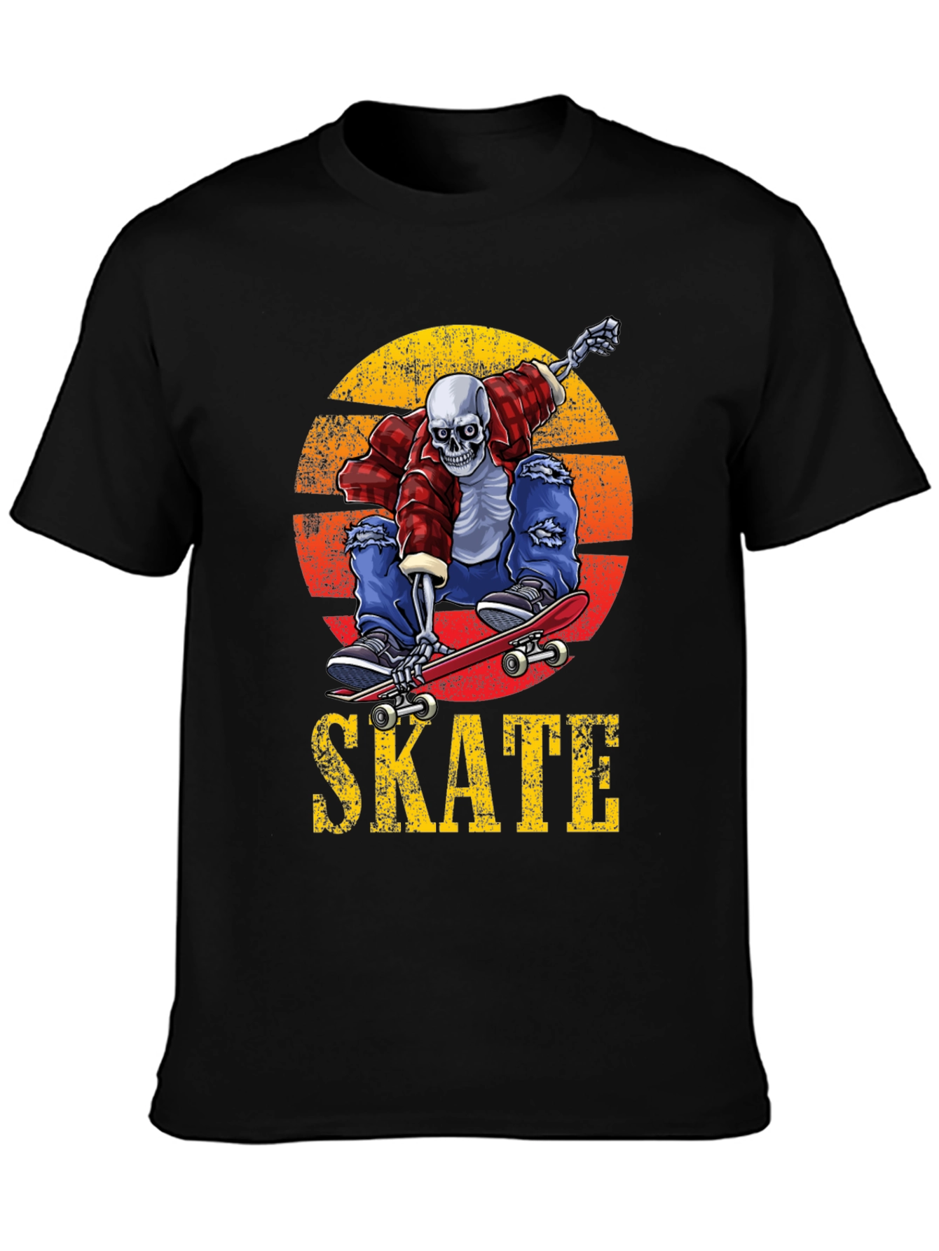 Skeleton Skateboard T-Shirt - Grunge Graphic Tee