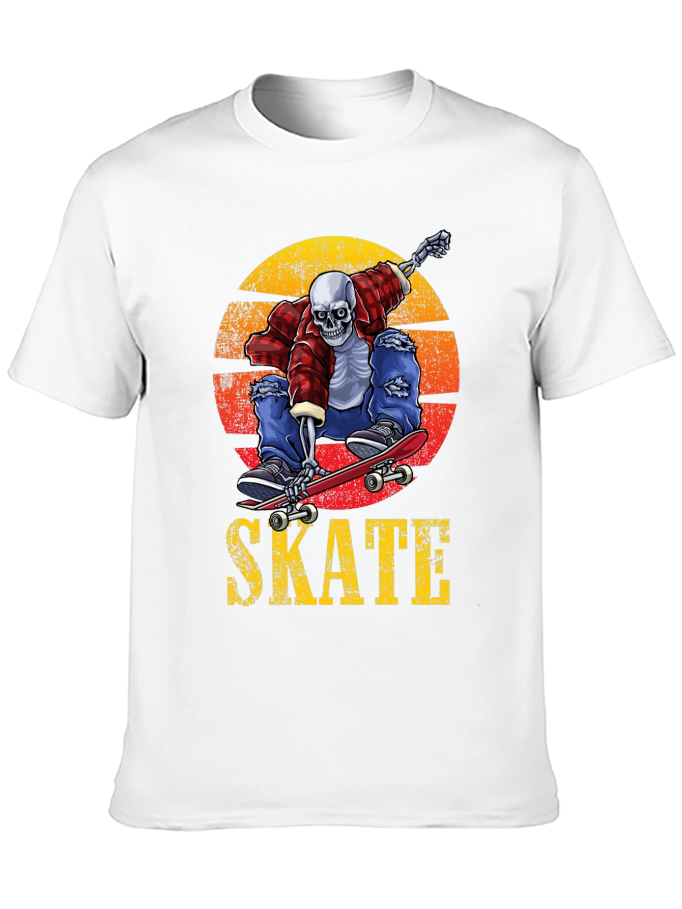 Skeleton Skateboard T-Shirt - Grunge Graphic Tee
