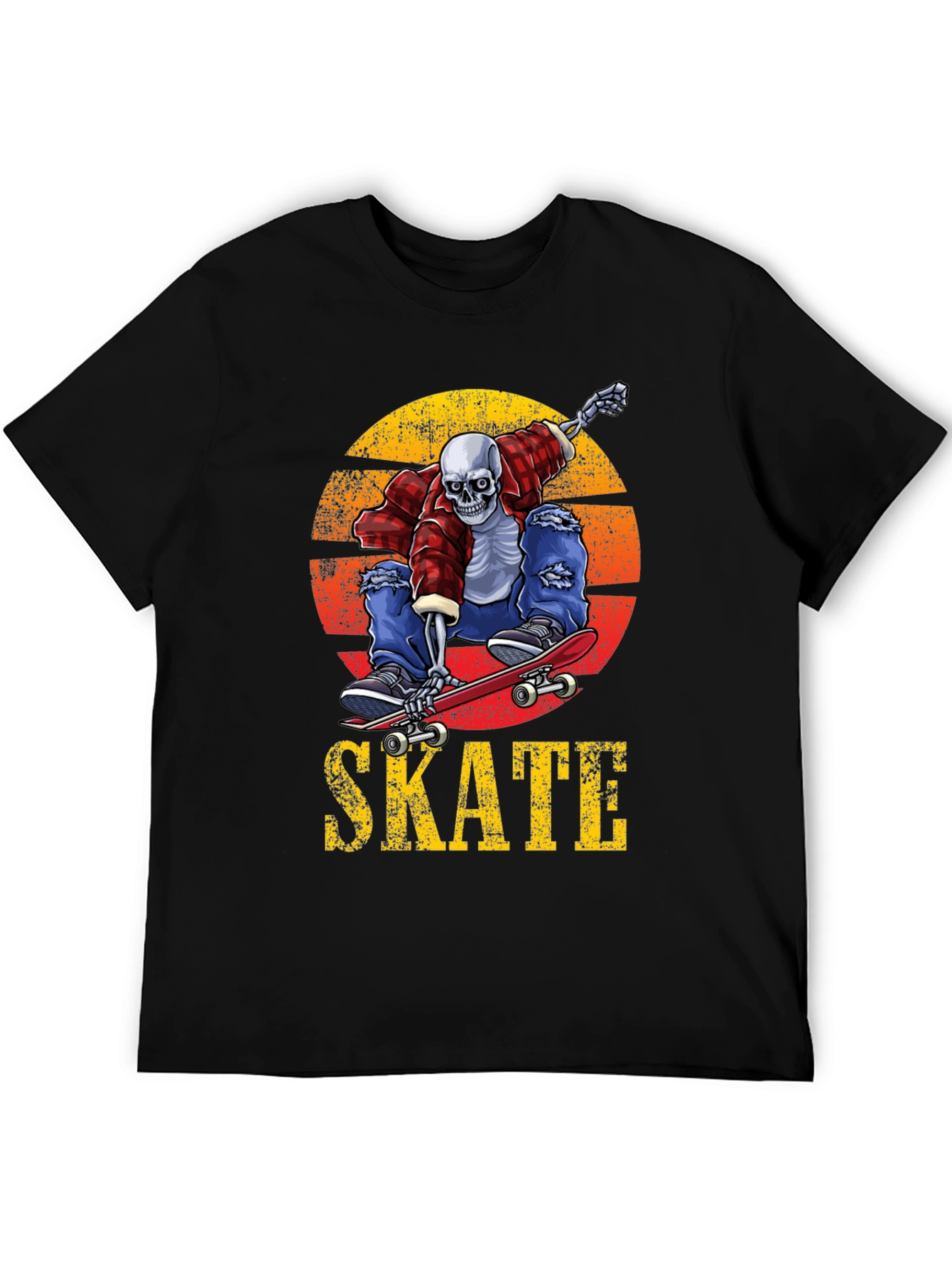 Skeleton Skateboard T-Shirt - Grunge Graphic Tee