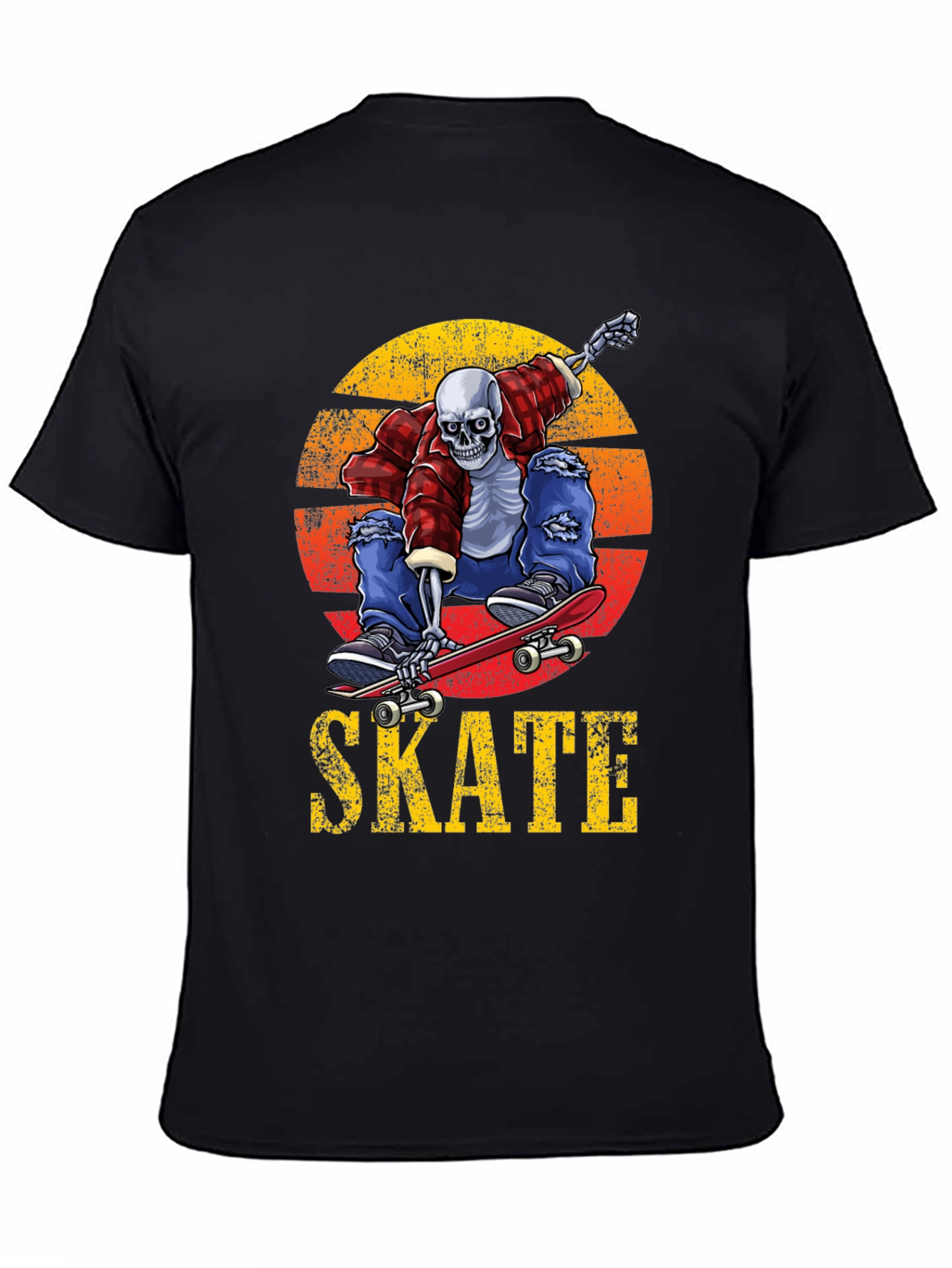 Skeleton Skateboard T-Shirt - Grunge Graphic Tee