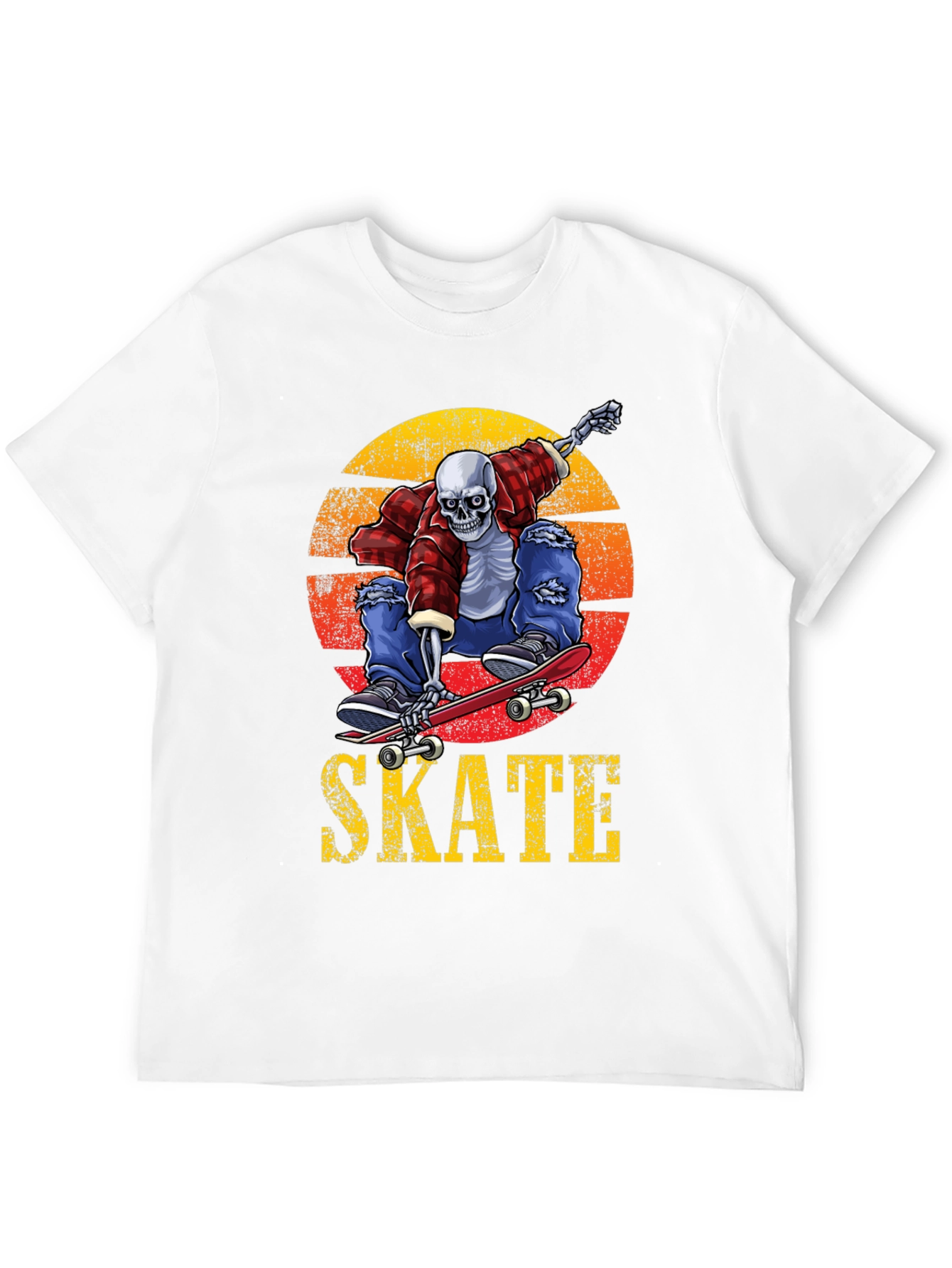 Skeleton Skateboard T-Shirt - Grunge Graphic Tee
