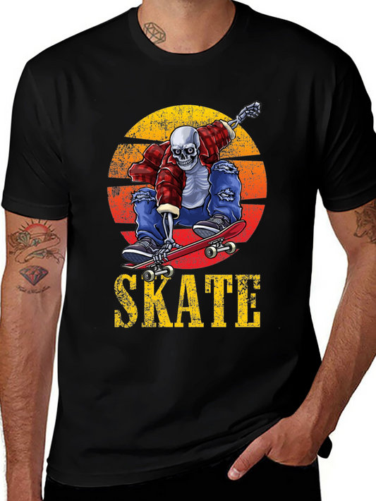 Skeleton Skateboard T-Shirt - Grunge Graphic Tee