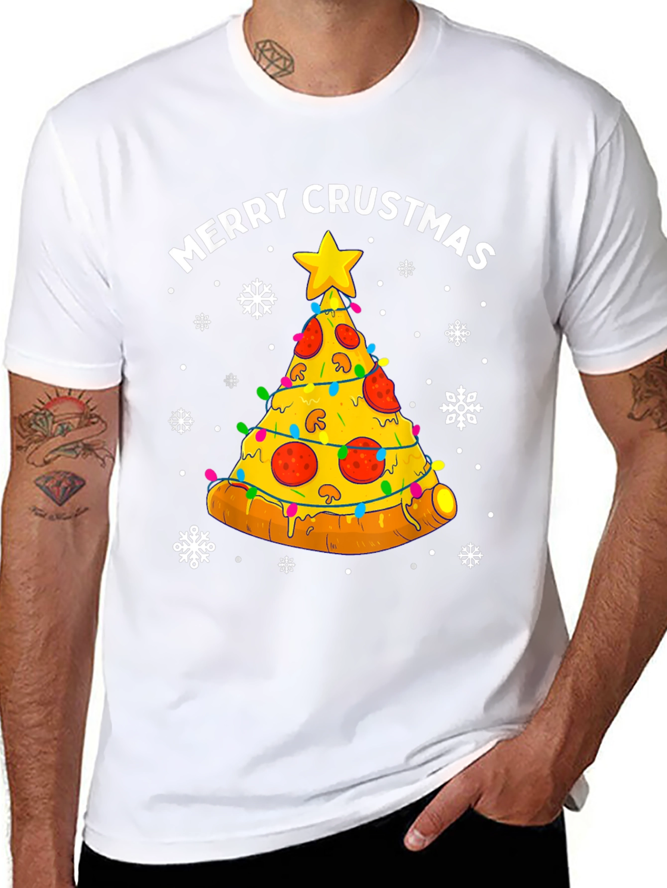 Merry Crustmas Pizza Christmas Tree T-Shirt