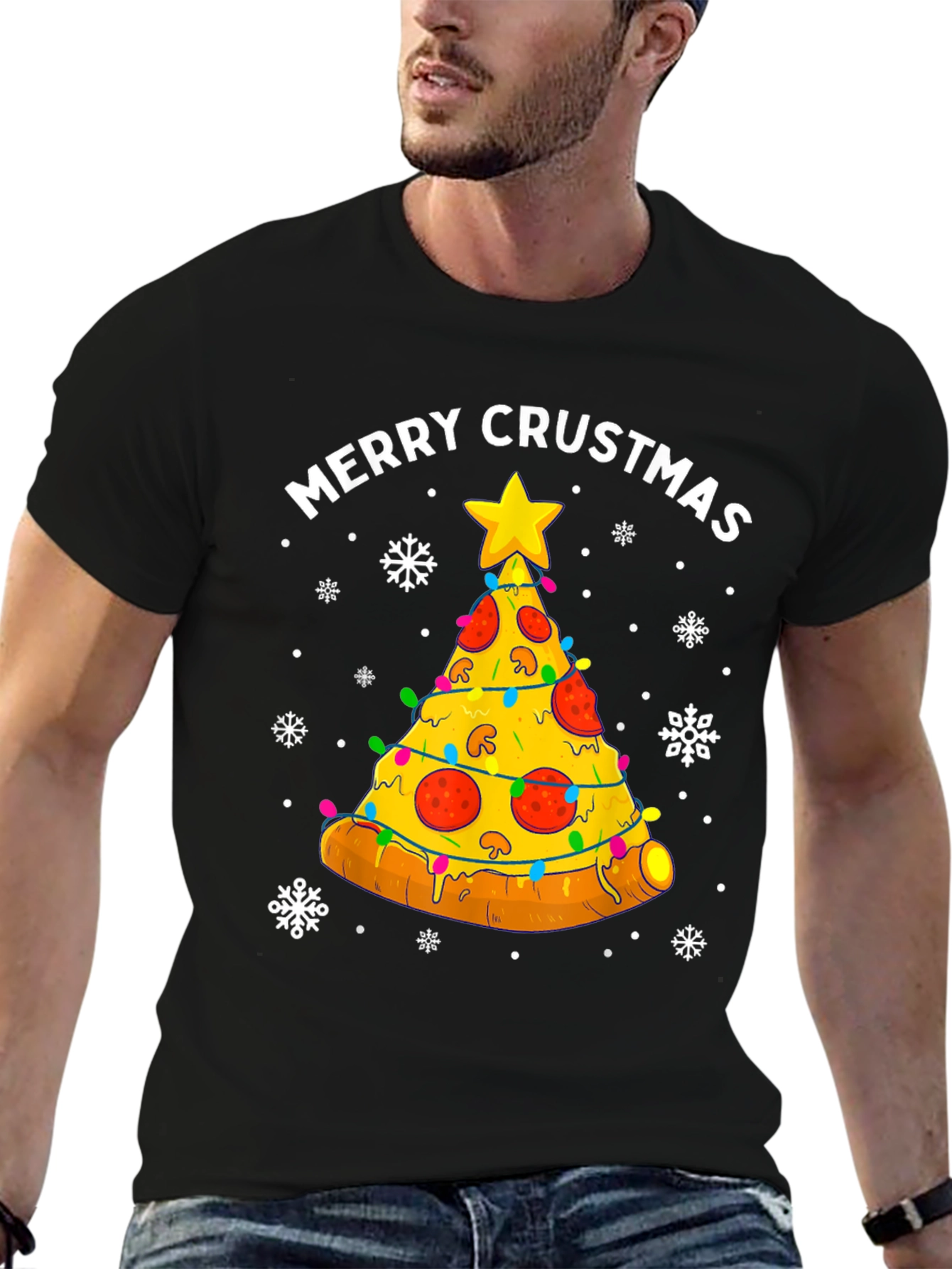 Merry Crustmas Pizza Christmas Tree T-Shirt