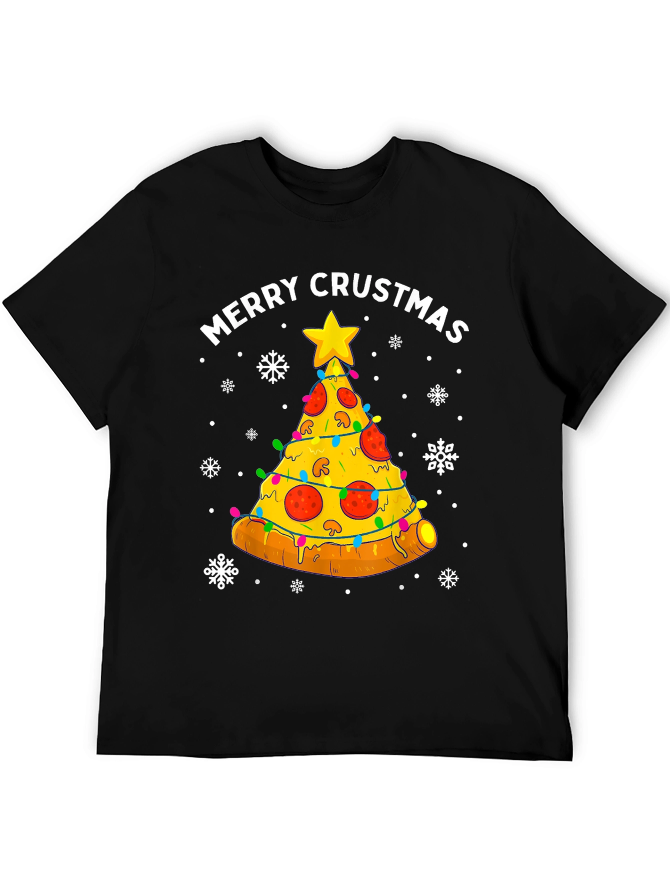 Merry Crustmas Pizza Christmas Tree T-Shirt