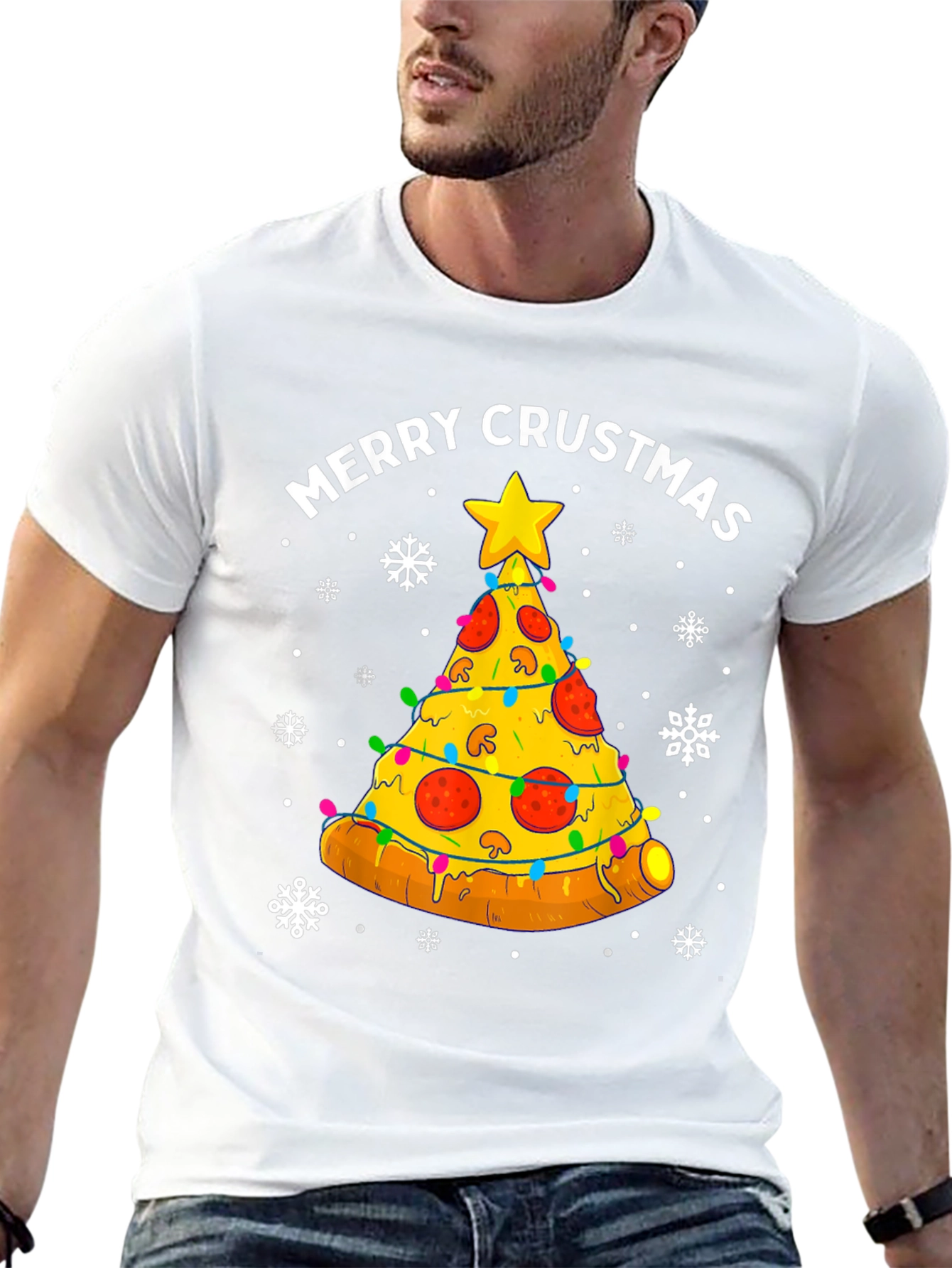 Merry Crustmas Pizza Christmas Tree T-Shirt