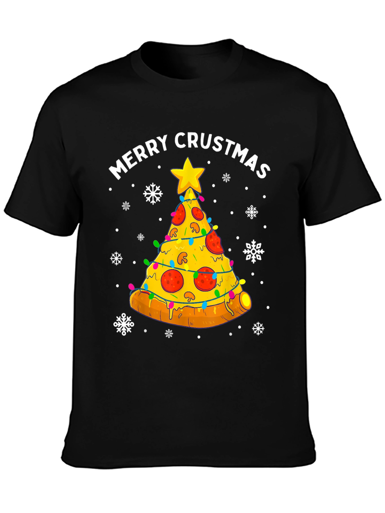 Merry Crustmas Pizza Christmas Tree T-Shirt