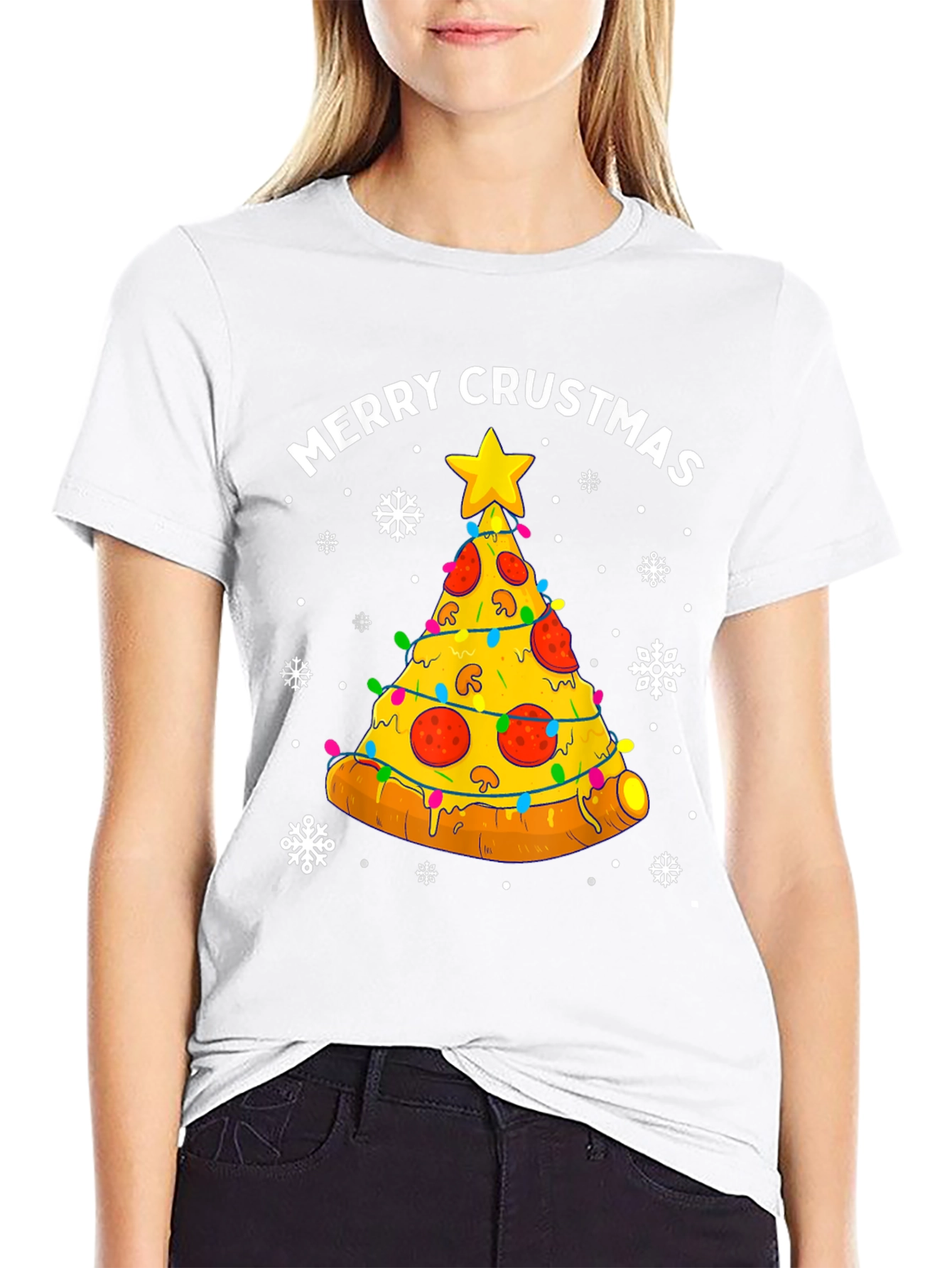 Merry Crustmas Pizza Christmas Tree T-Shirt
