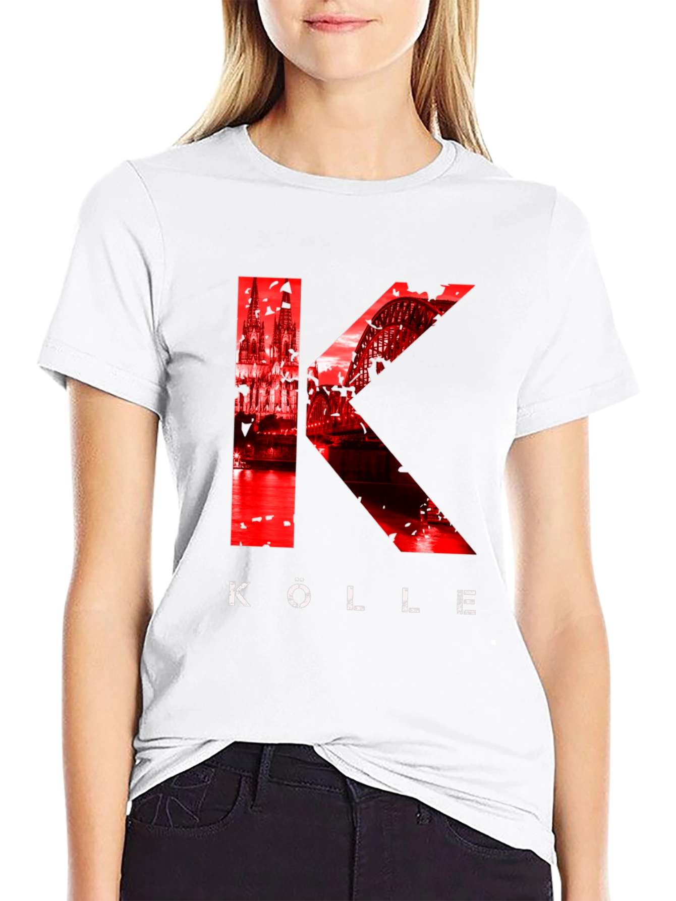 Köln T-Shirt - Red Cathedral & Bridge Graphic Tee