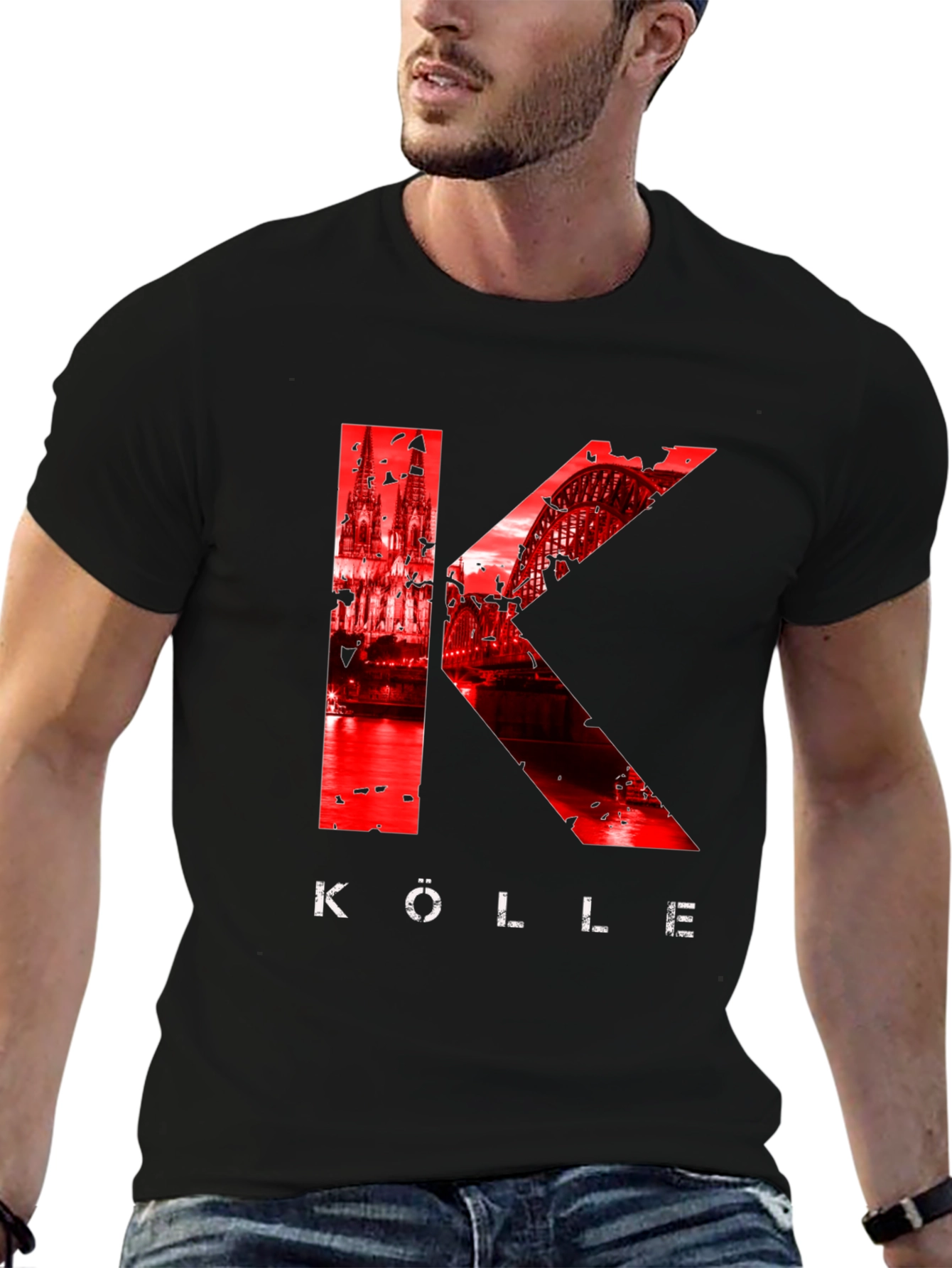 Köln T-Shirt - Red Cathedral & Bridge Graphic Tee
