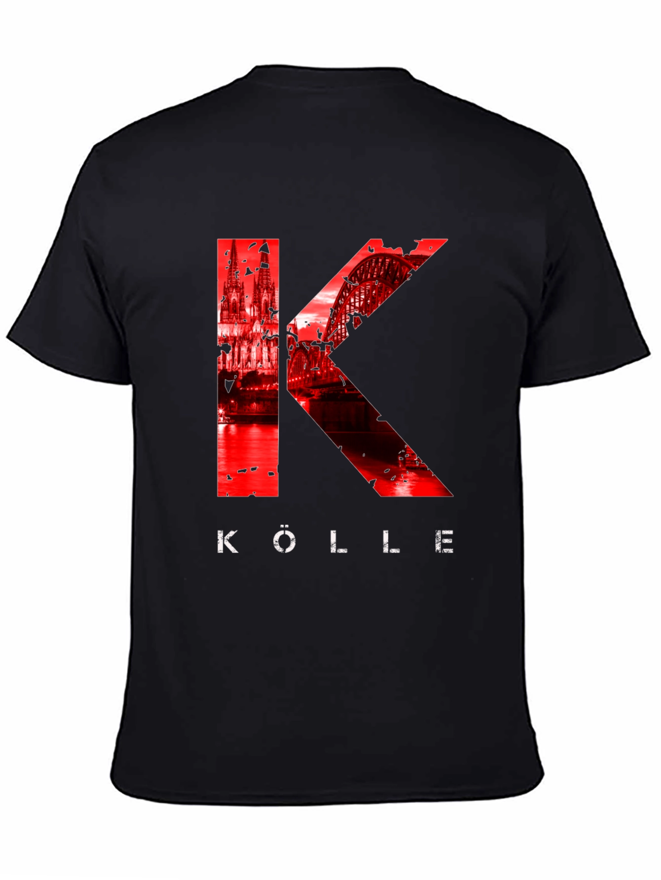 Köln T-Shirt - Red Cathedral & Bridge Graphic Tee