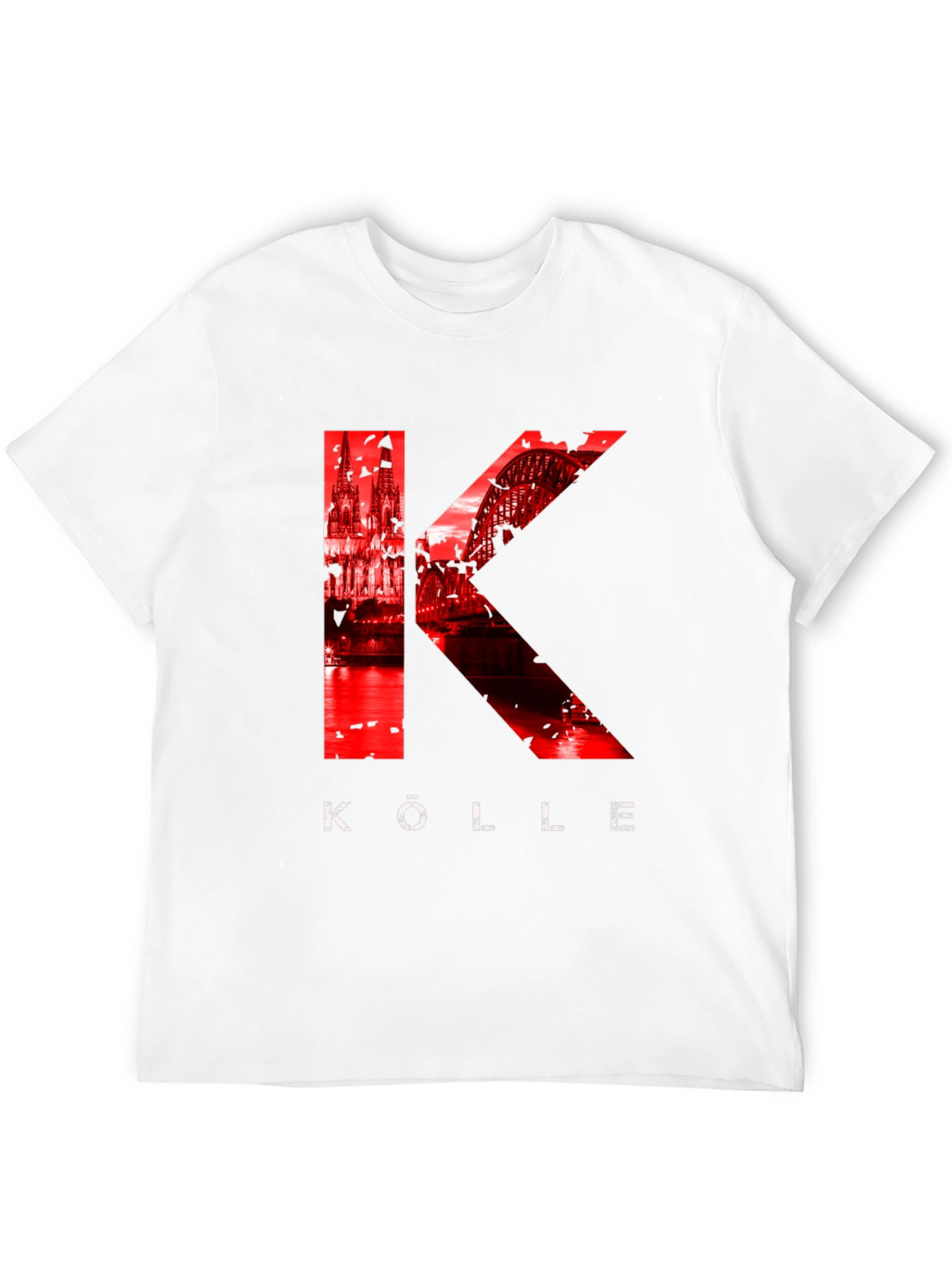 Köln T-Shirt - Red Cathedral & Bridge Graphic Tee