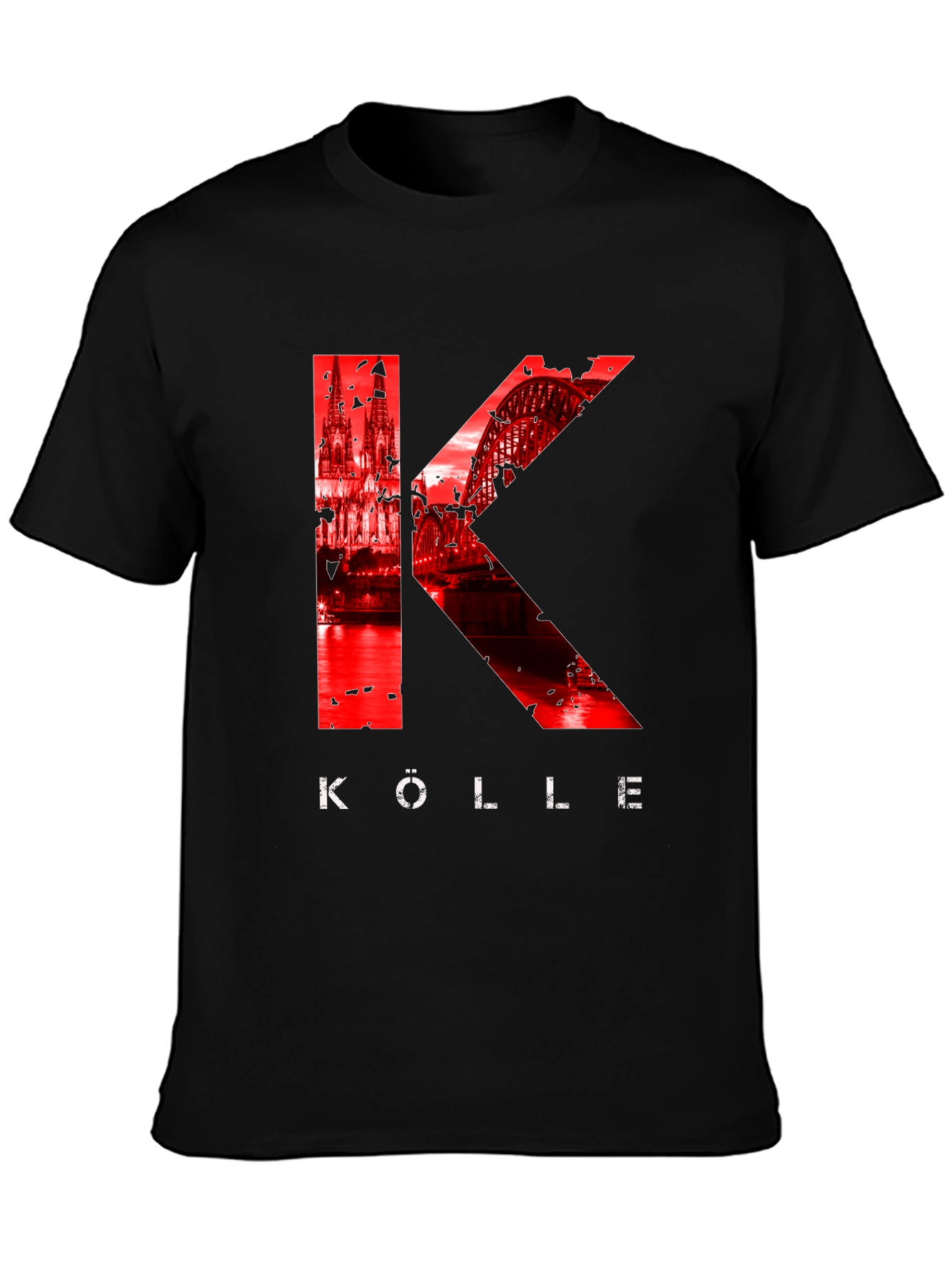 Köln T-Shirt - Red Cathedral & Bridge Graphic Tee