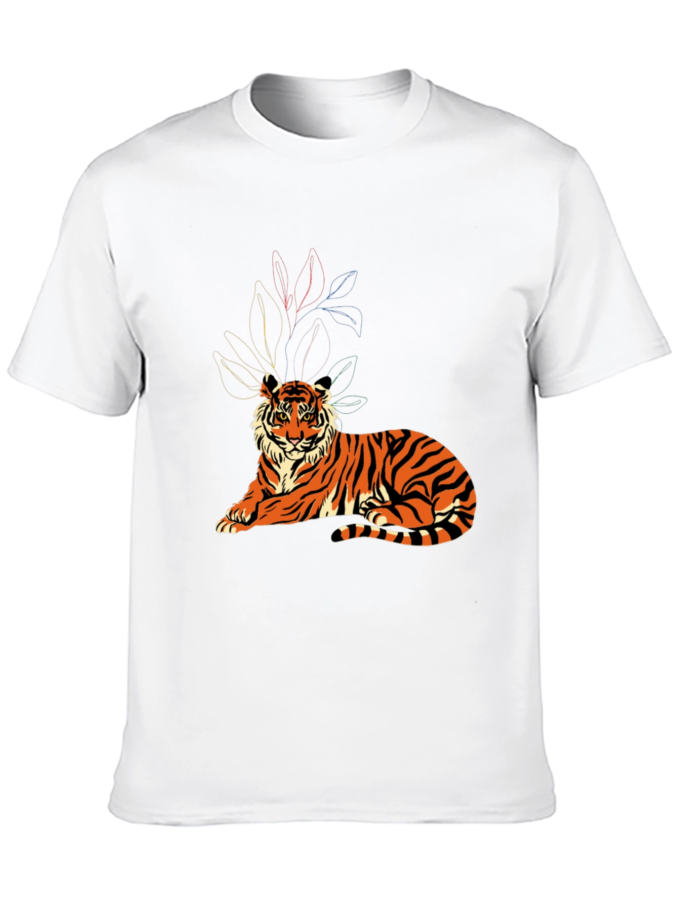 Tiger Graphic Print Crew Neck T-Shirt