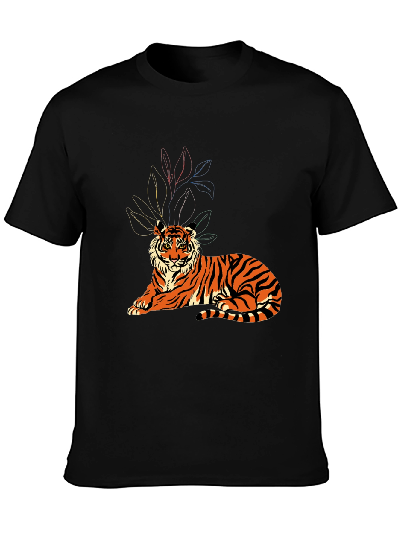 Tiger Graphic Print Crew Neck T-Shirt