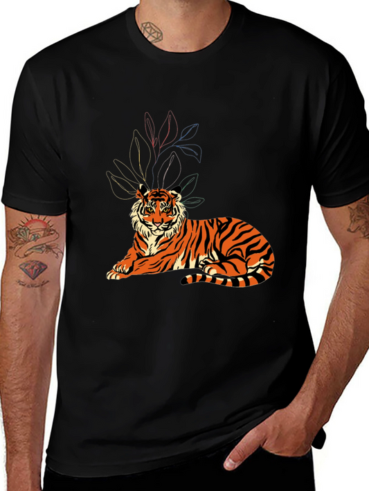 Tiger Graphic Print Crew Neck T-Shirt
