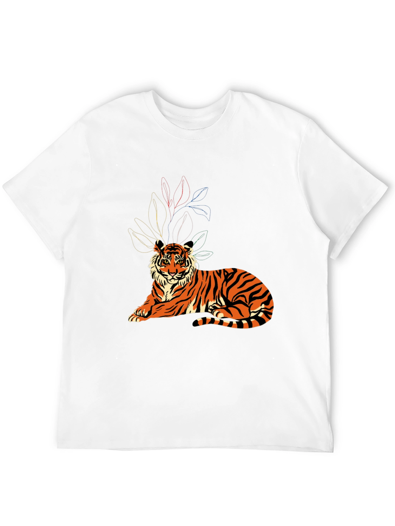 Tiger Graphic Print Crew Neck T-Shirt