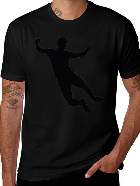Silhouette Handball Player Graphic T-Shirt - Black