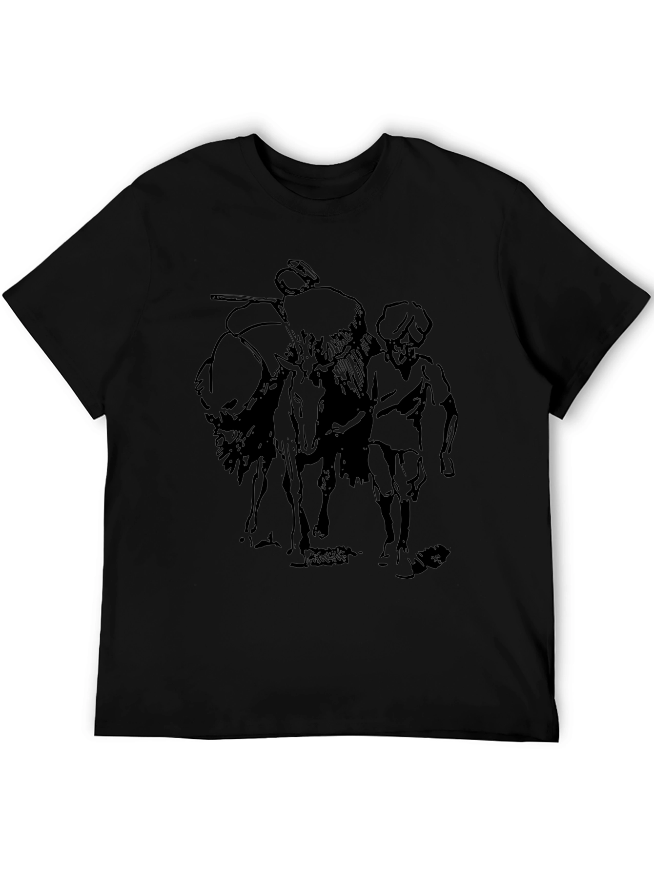 Black T-Shirt with Illustrated Design