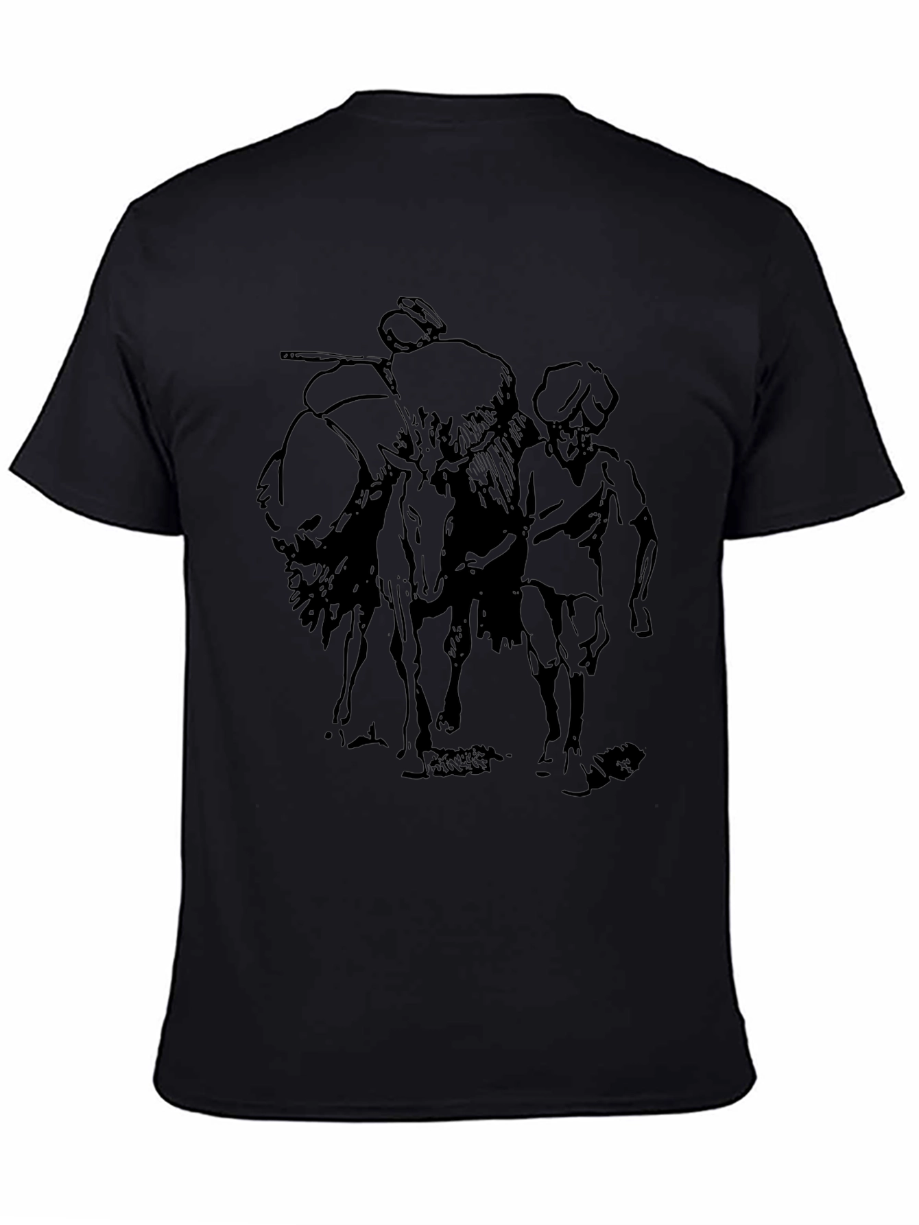 Black T-Shirt with Illustrated Design