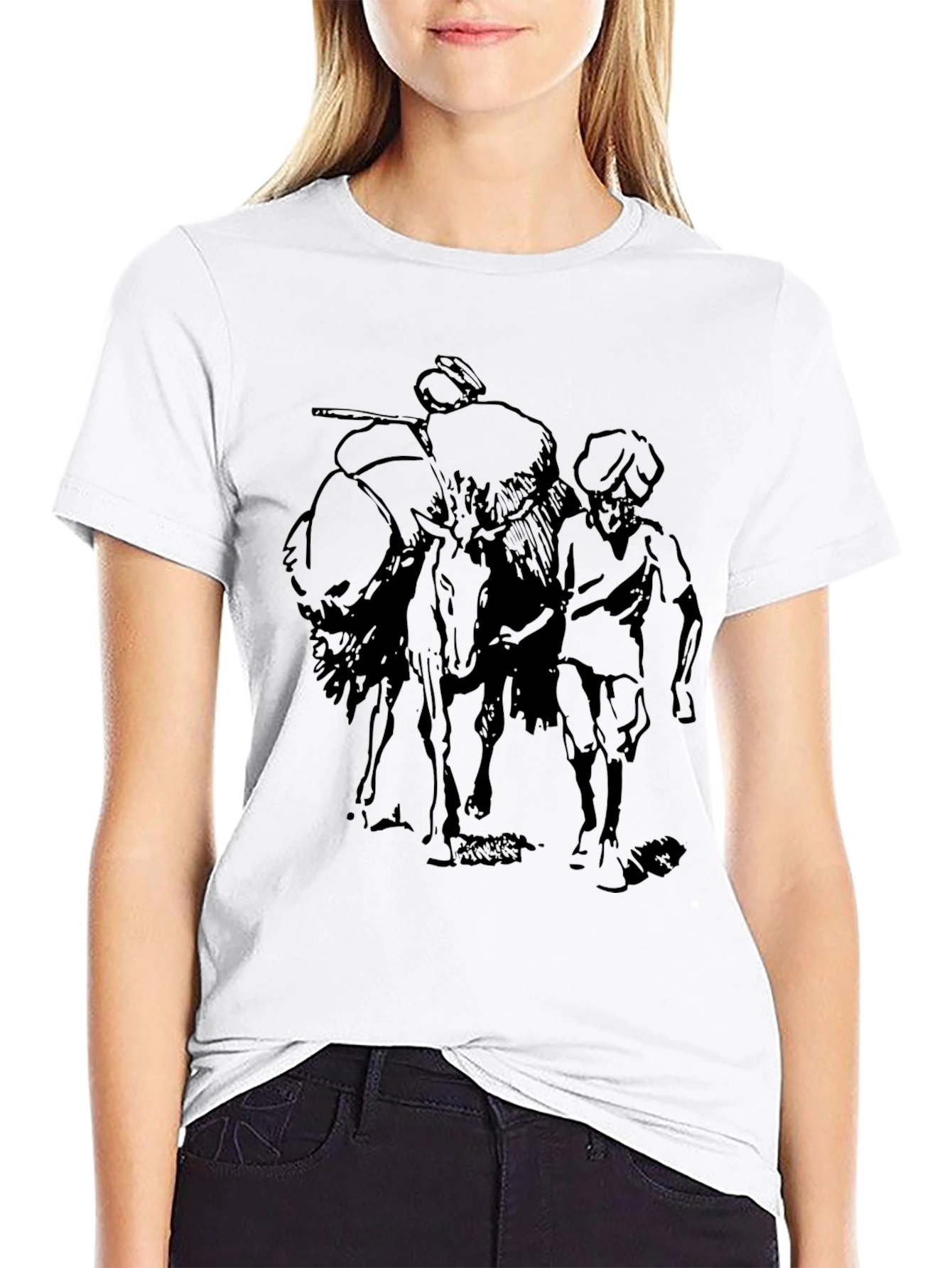 Black T-Shirt with Illustrated Design