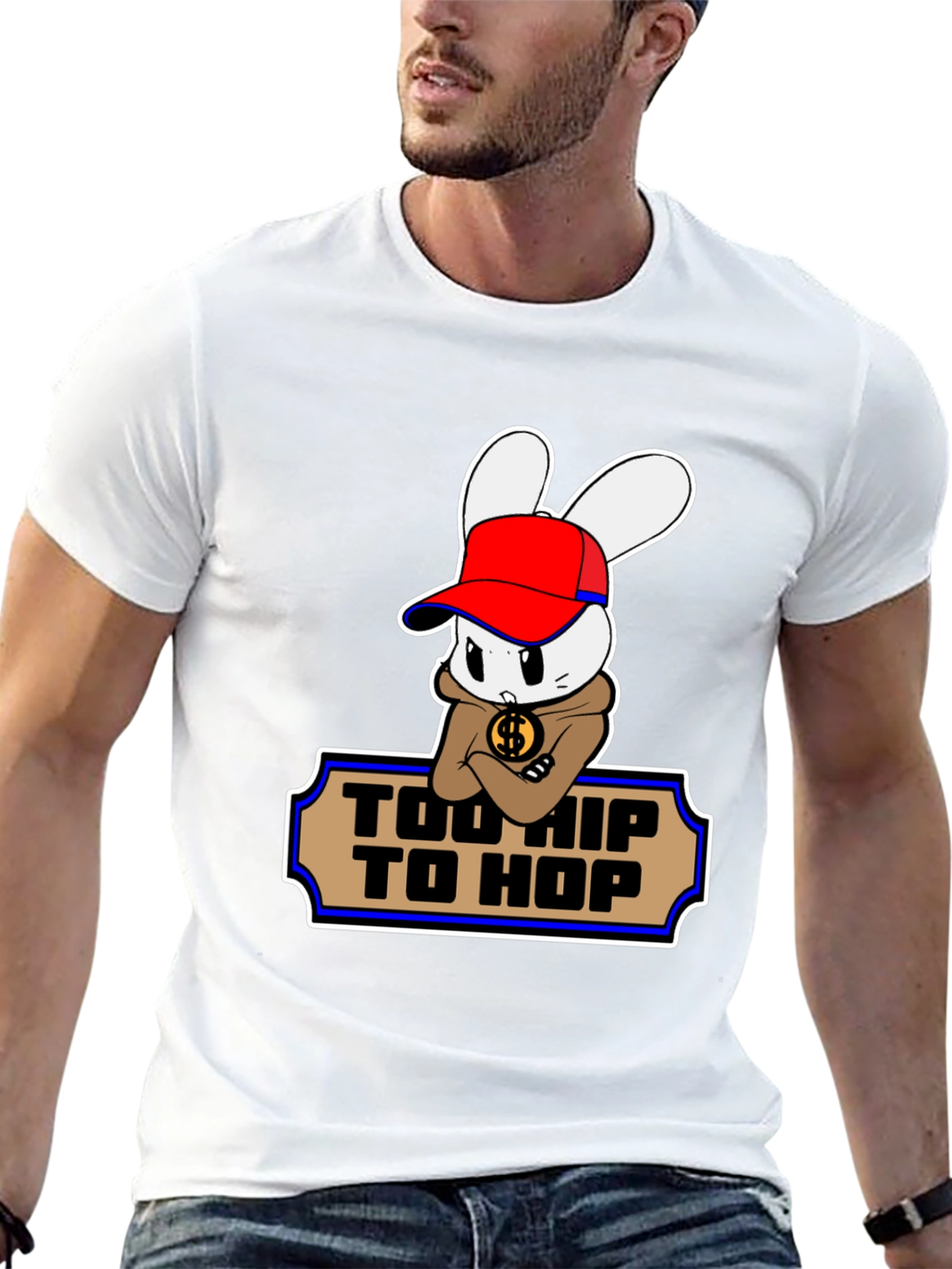 Too Hip To Hop Cartoon Bunny T-Shirt