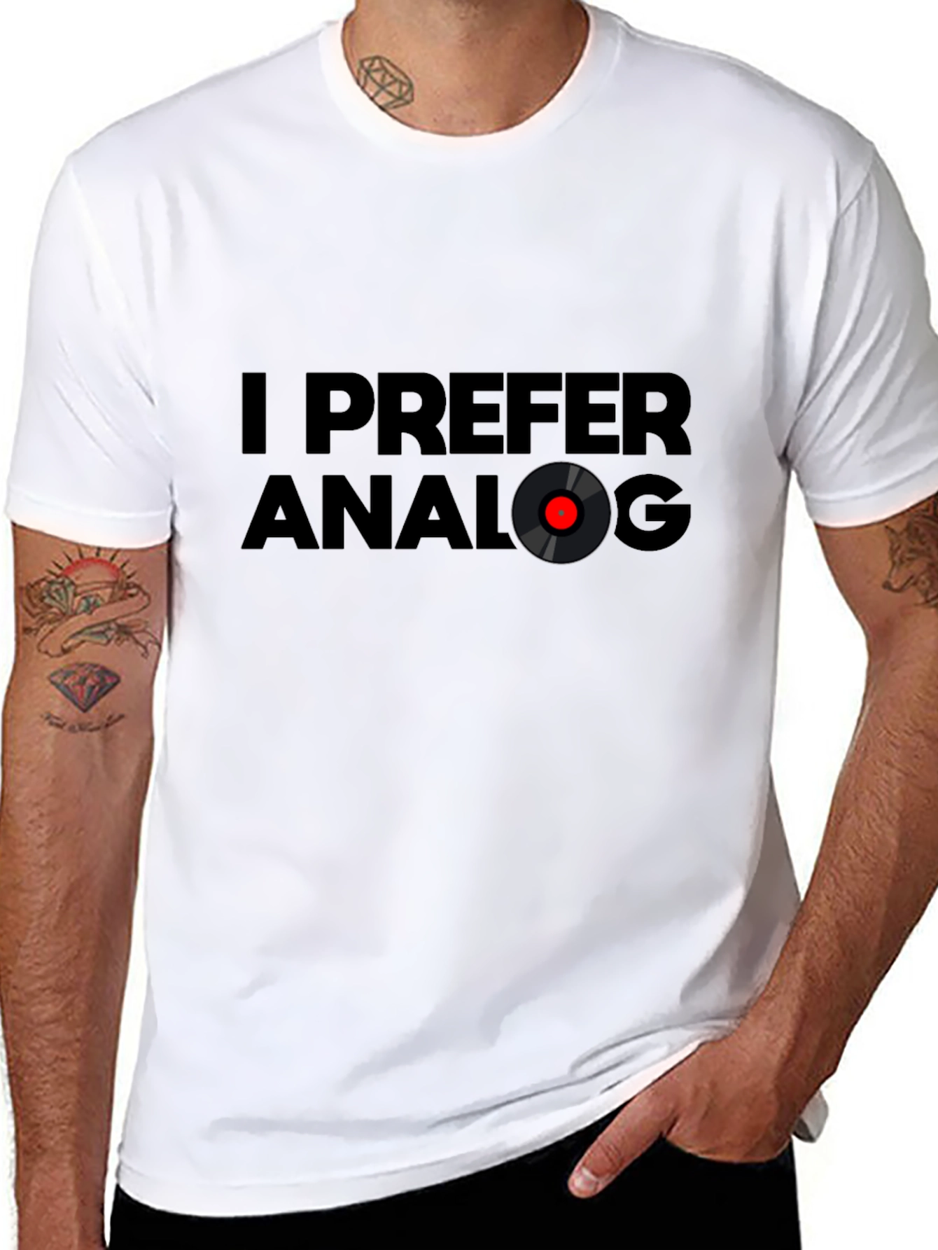 I Prefer Analog Black T-Shirt - Music Lover Tee