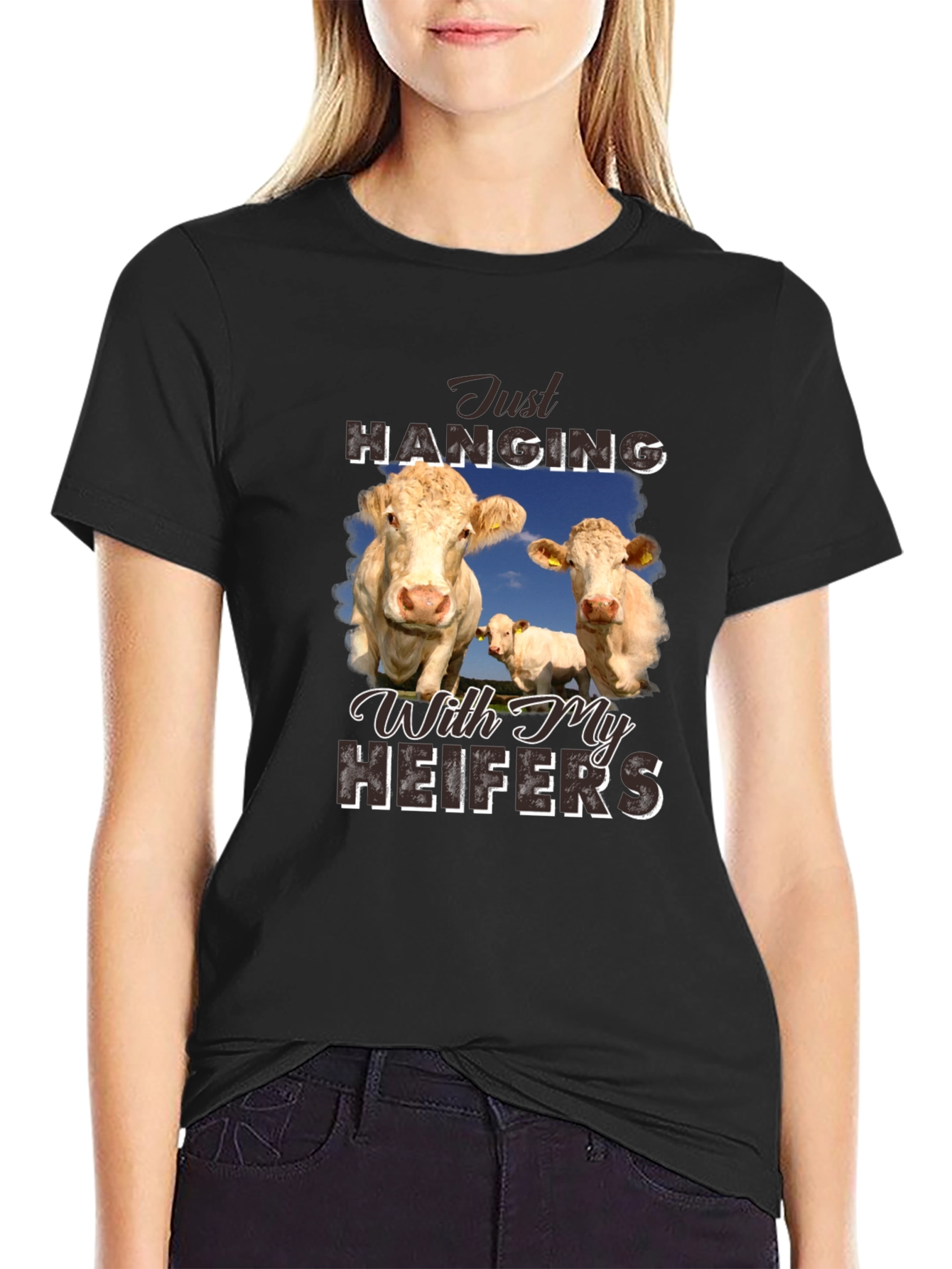 Just Hanging With My Heifers Black T-Shirt