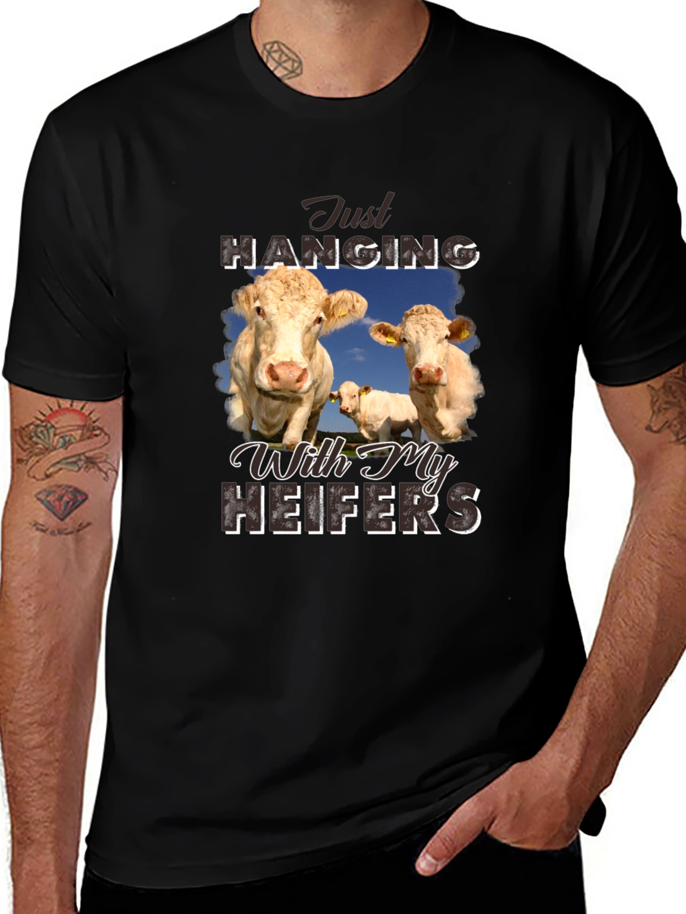Just Hanging With My Heifers Black T-Shirt