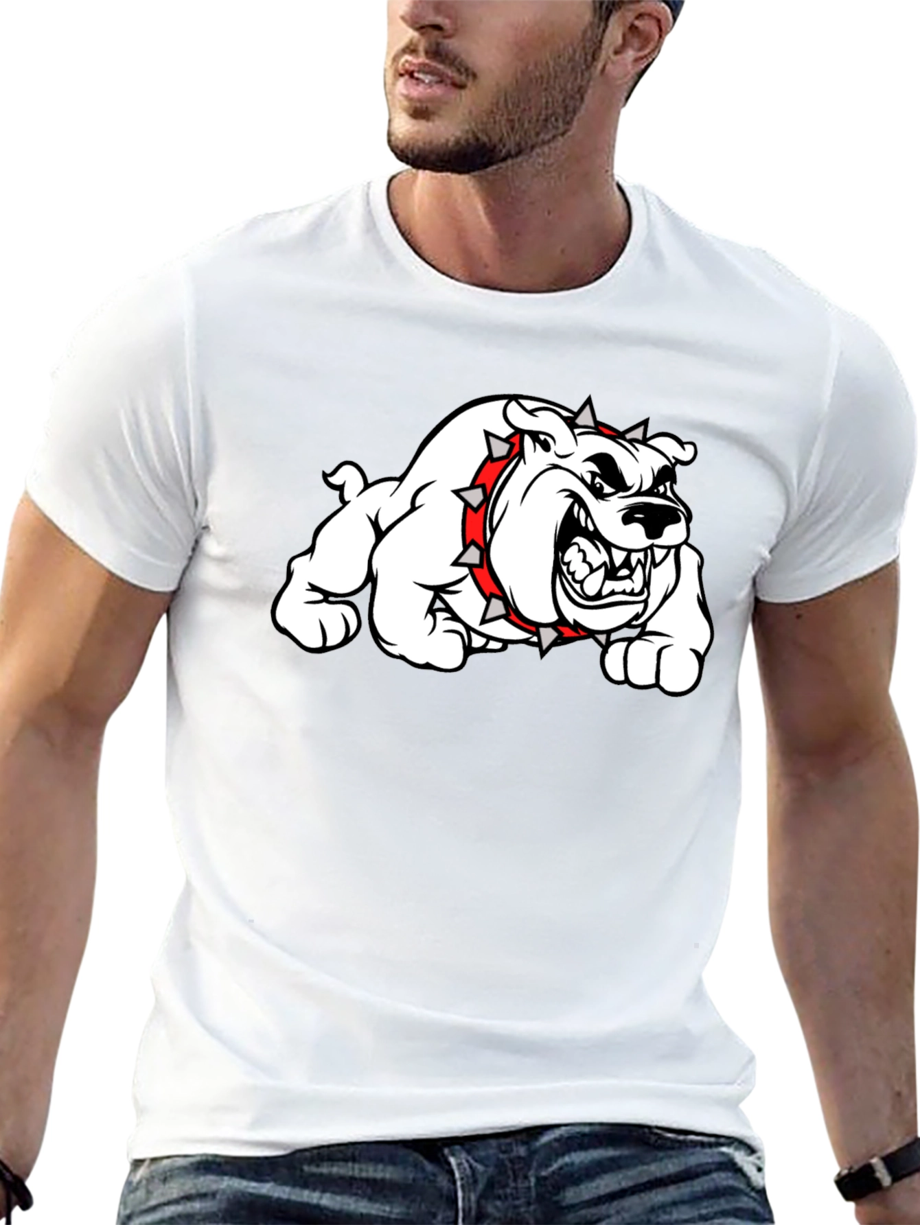 Mens Black Bulldog Graphic T-Shirt