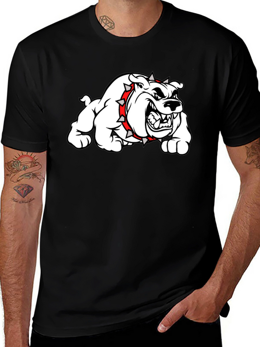 Mens Black Bulldog Graphic T-Shirt