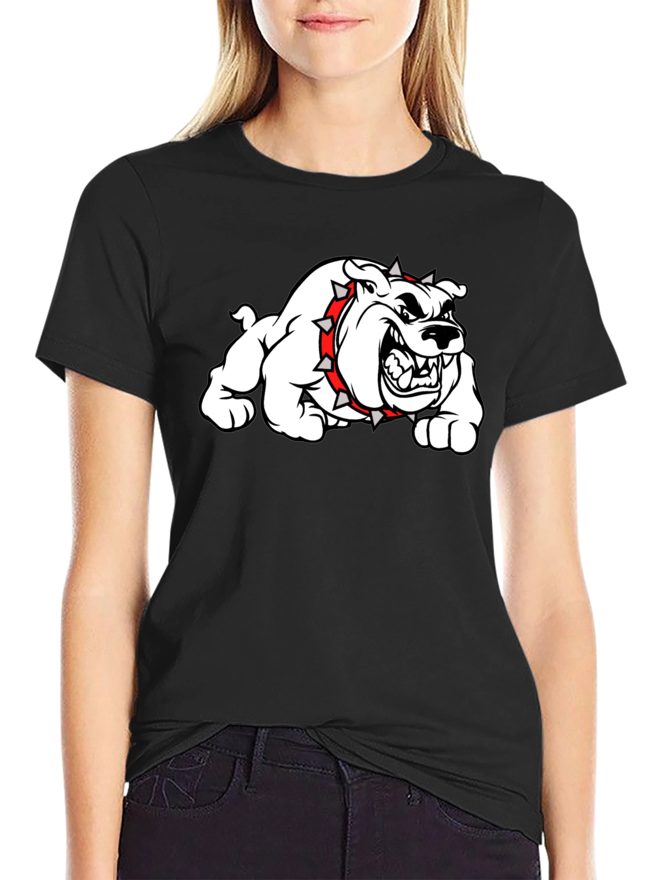 Mens Black Bulldog Graphic T-Shirt