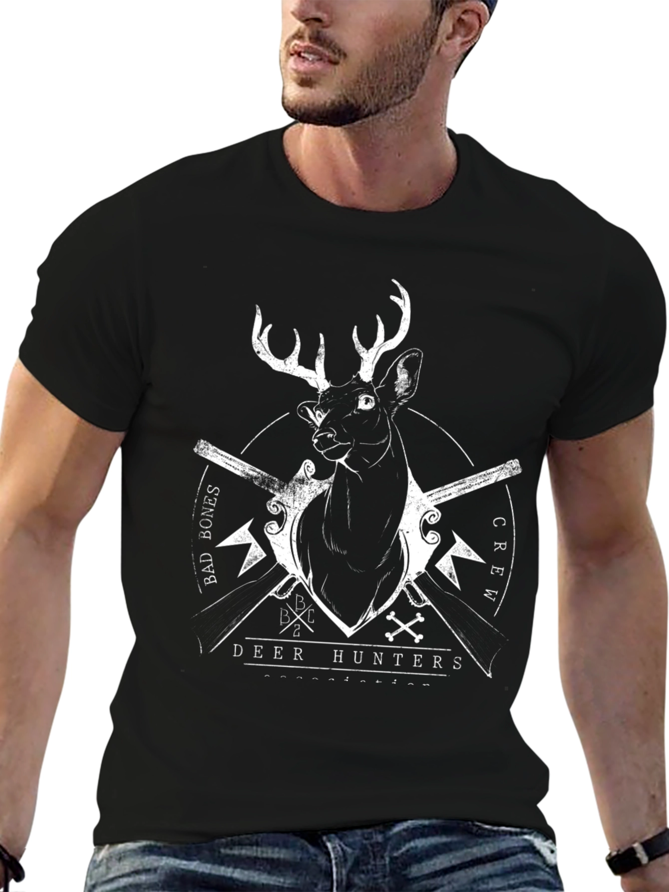Deer Hunters Crew Black T-Shirt