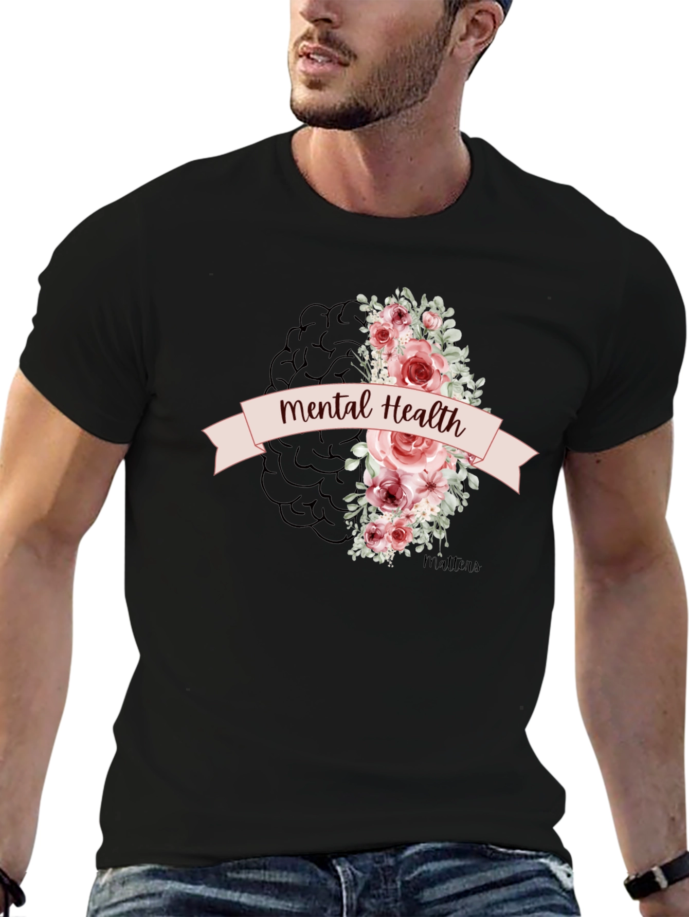 Mental Health Matters Floral Brain Graphic Tee