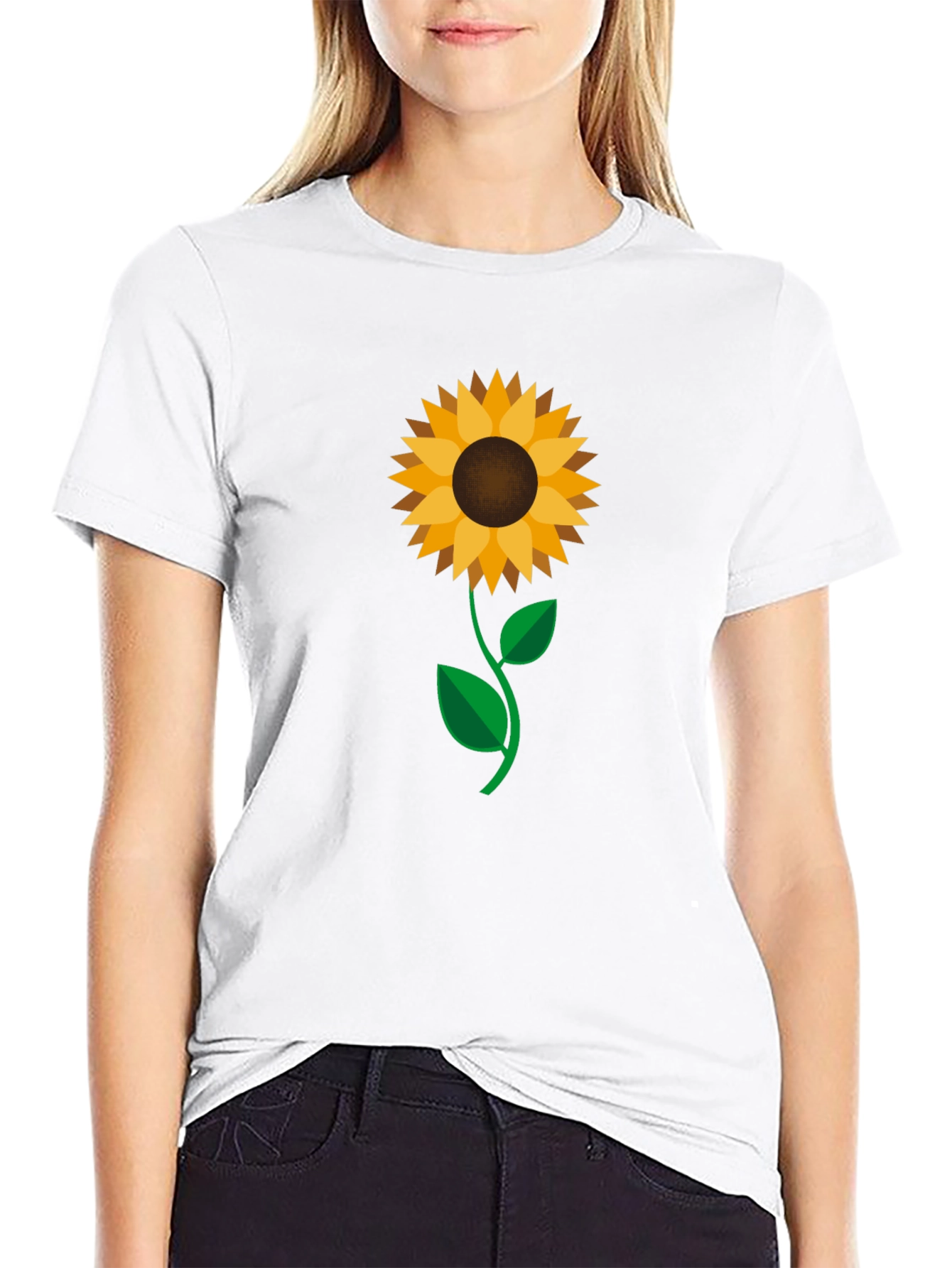 Sunflower Graphic Print Black T-Shirt