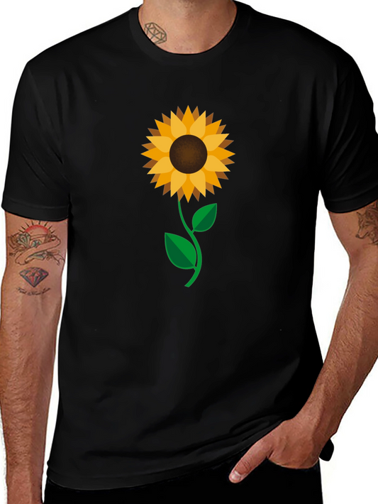 Sunflower Graphic Print Black T-Shirt