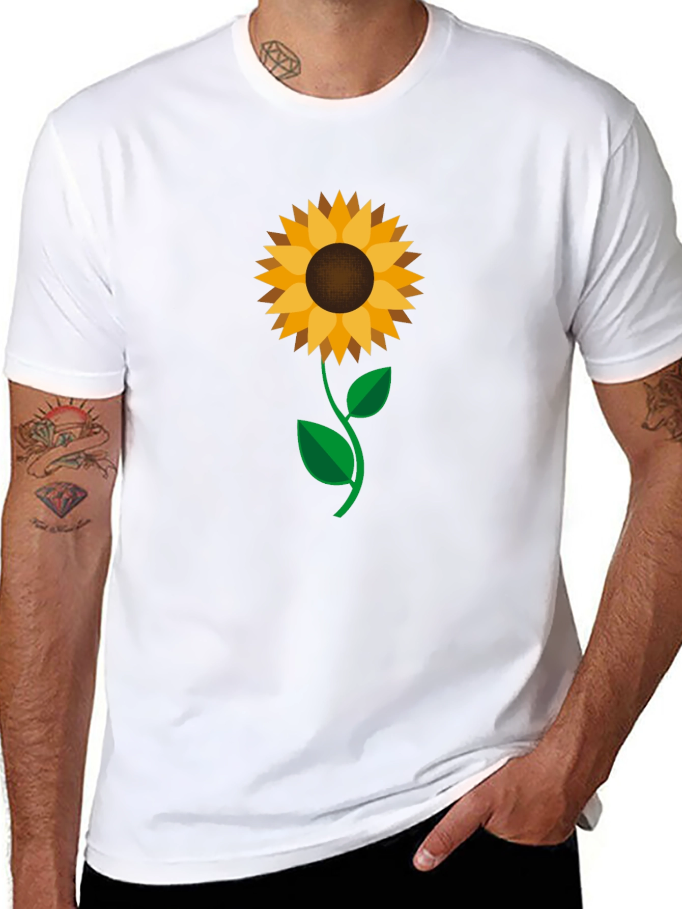 Sunflower Graphic Print Black T-Shirt
