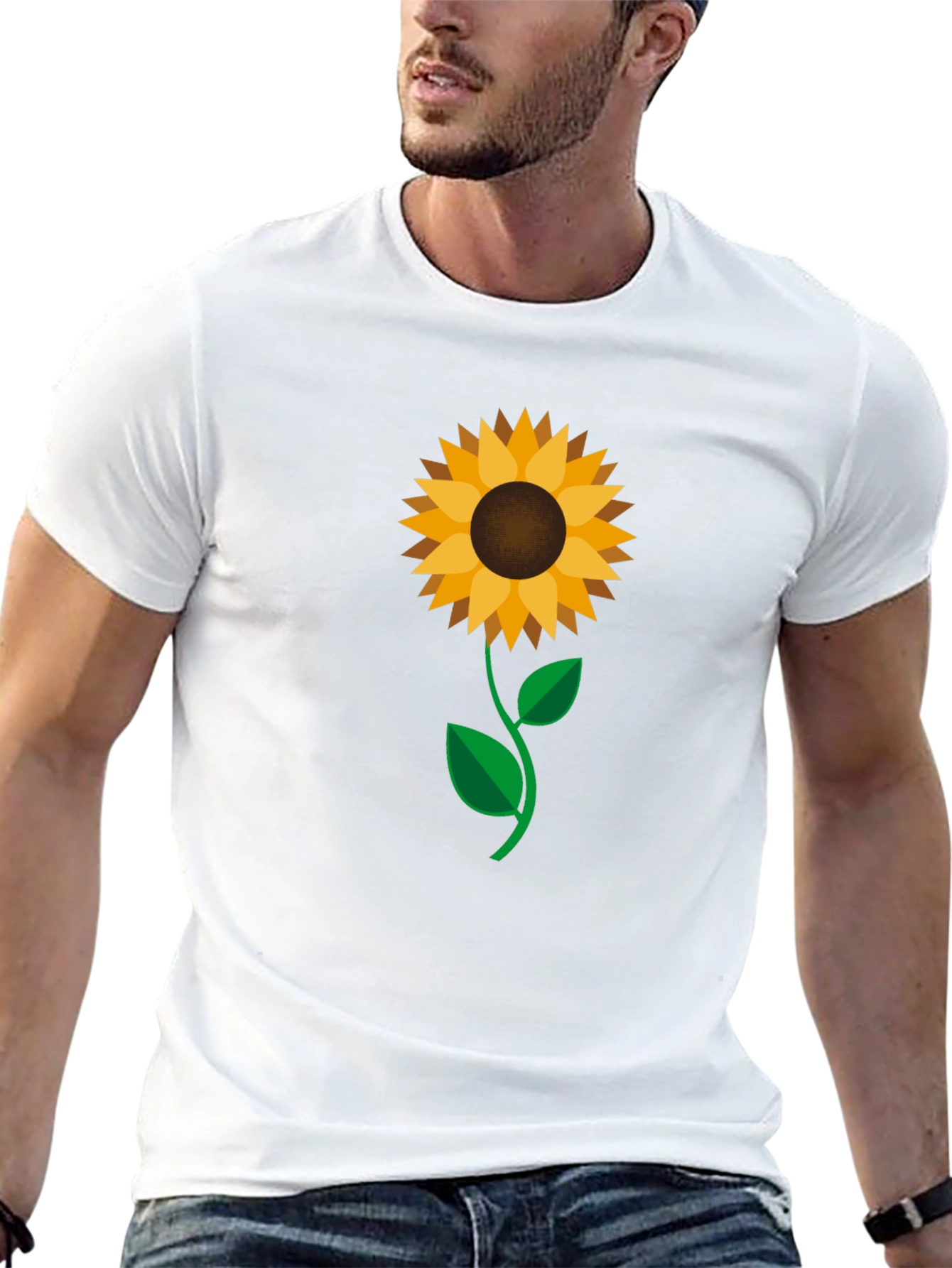 Sunflower Graphic Print Black T-Shirt