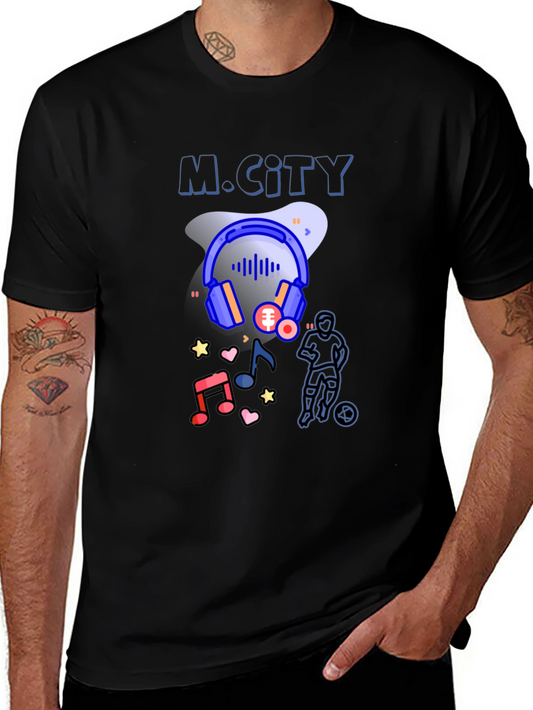 M.City Graphic Print Black T-Shirt