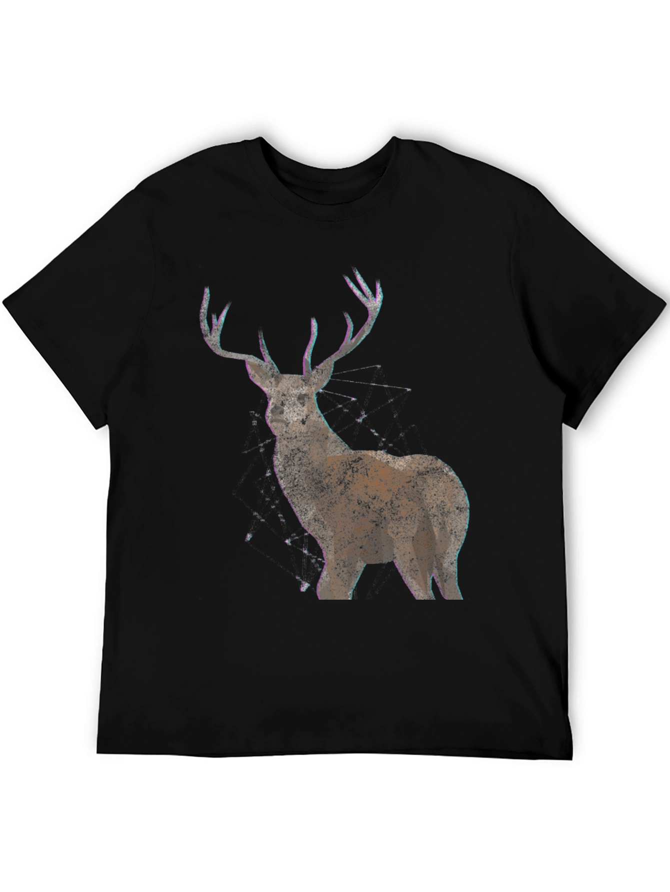 Deer Graphic Print Mens Black T-Shirt