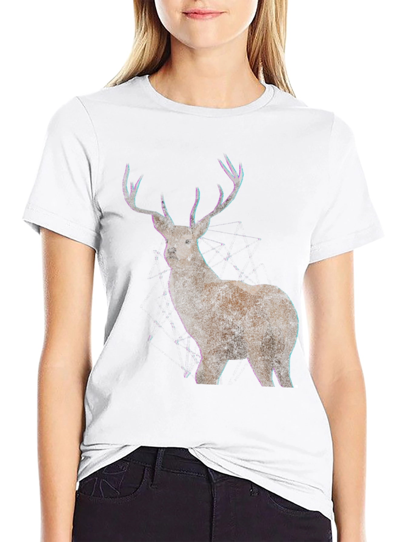 Deer Graphic Print Mens Black T-Shirt