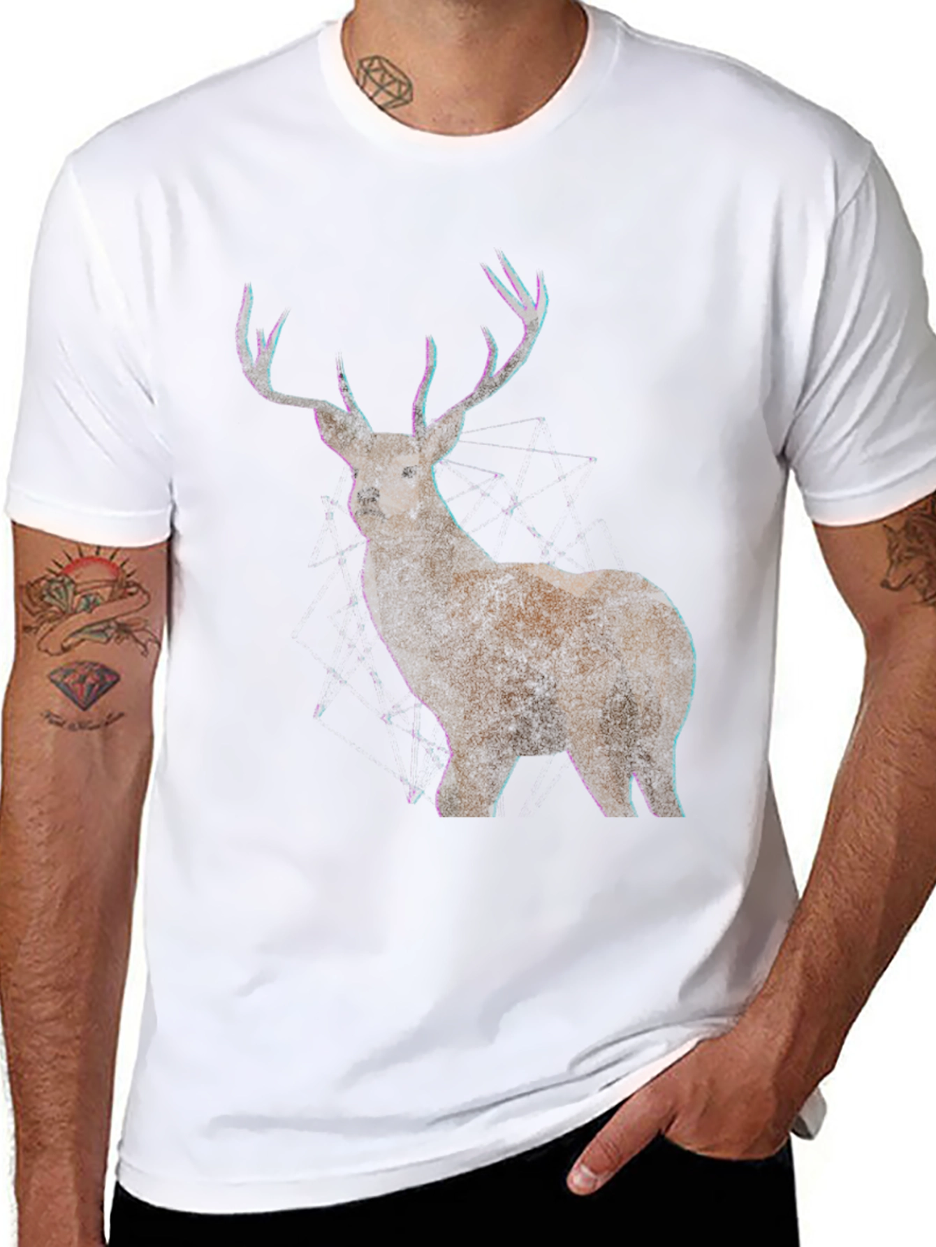 Deer Graphic Print Mens Black T-Shirt
