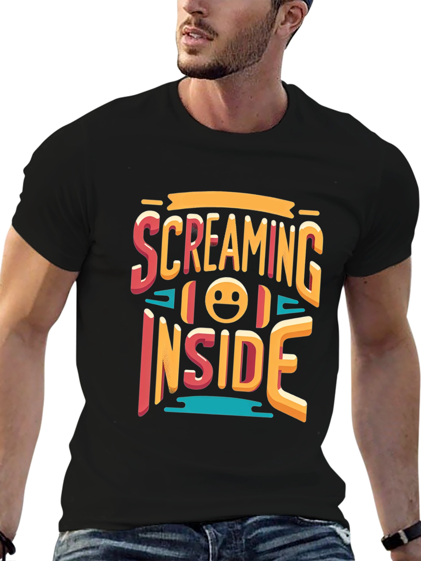 Screaming Inside Graphic T-Shirt - Black