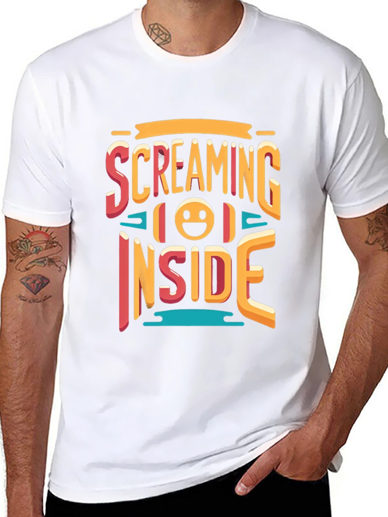 Screaming Inside Graphic T-Shirt - Black