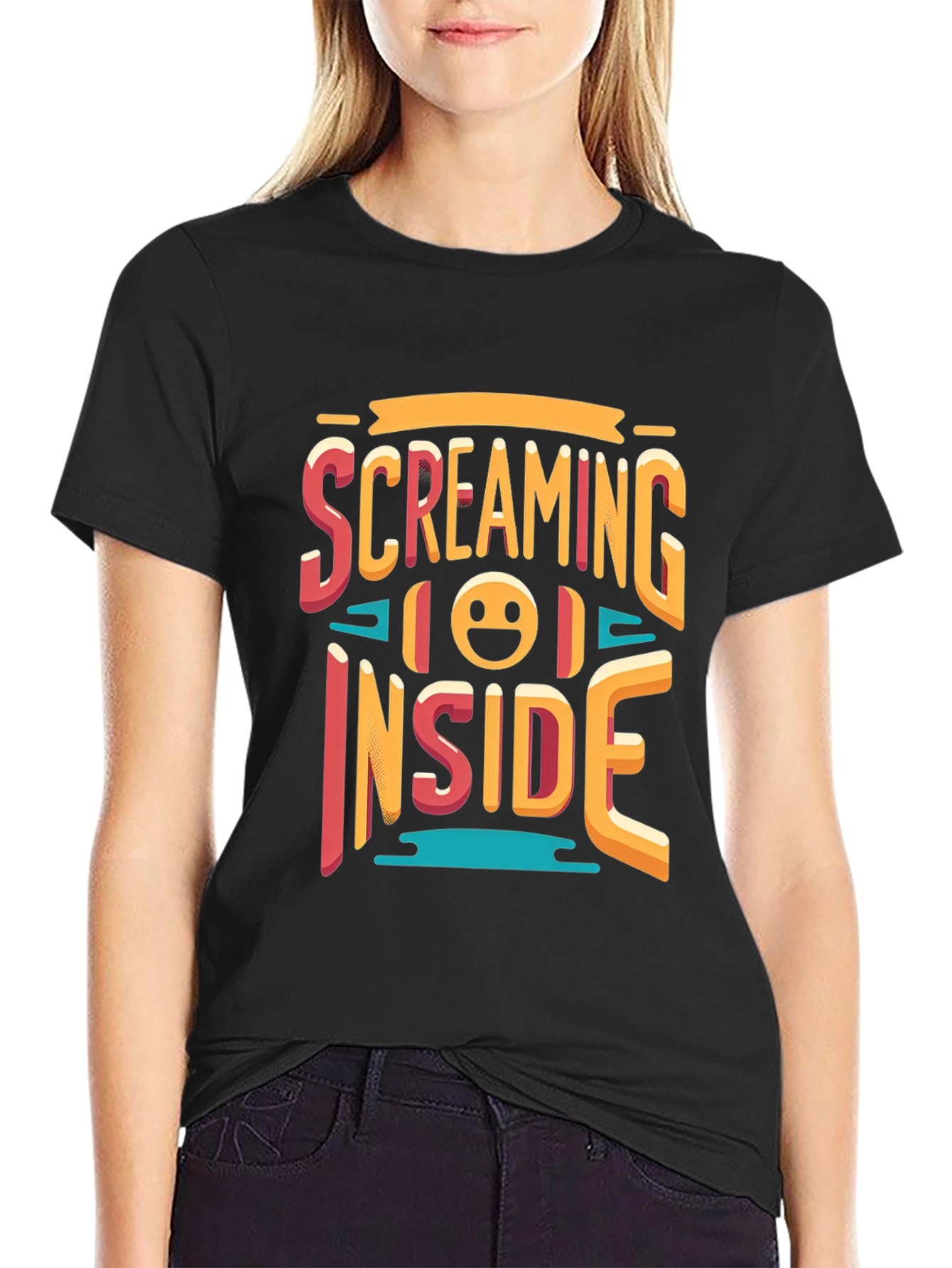 Screaming Inside Graphic T-Shirt - Black